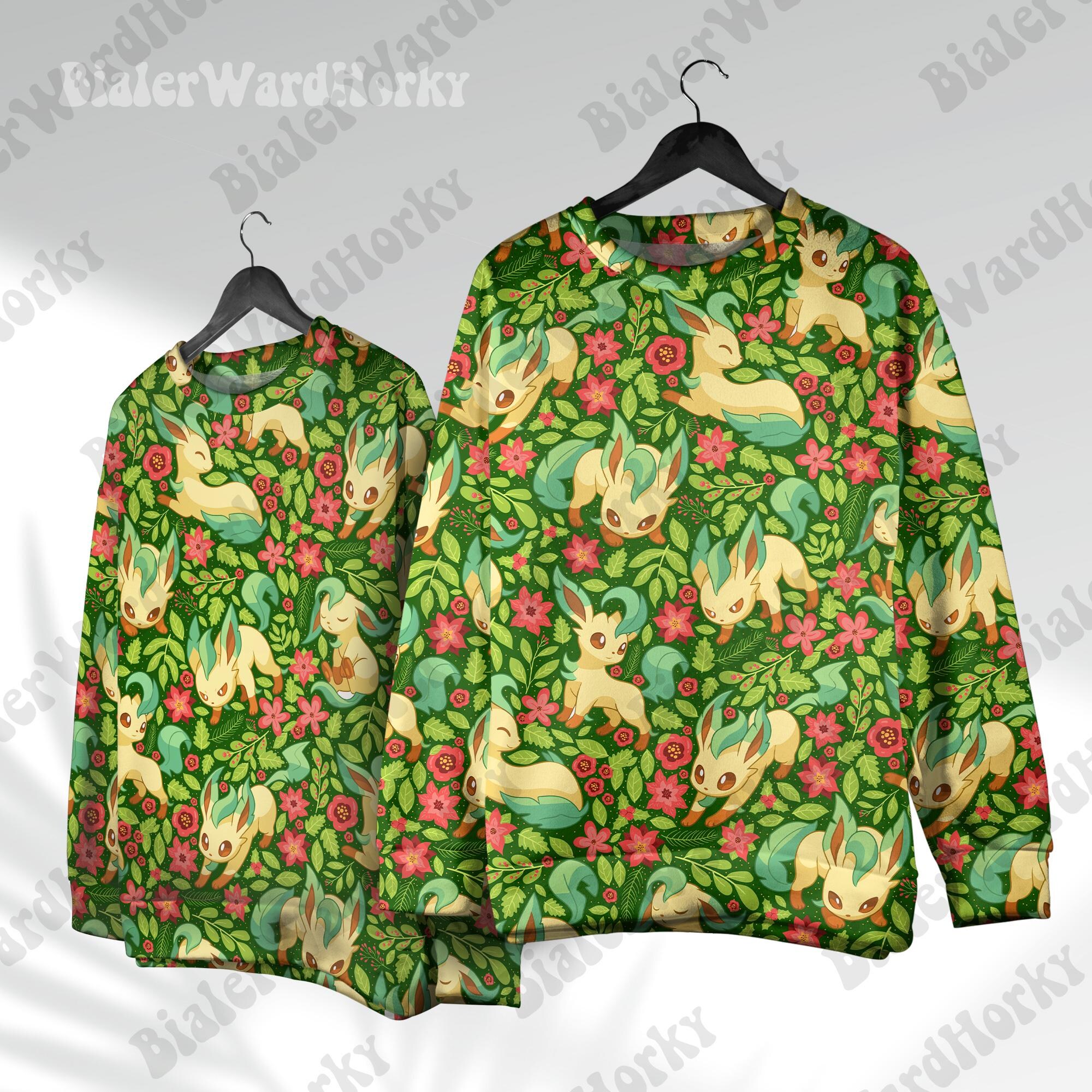 Leafeon Hoodie Sweatshirt: Grass Type Anime Pullover Sweatshirt Japanese Streetwear – Comfortable Anime Fan Apparel Gifts