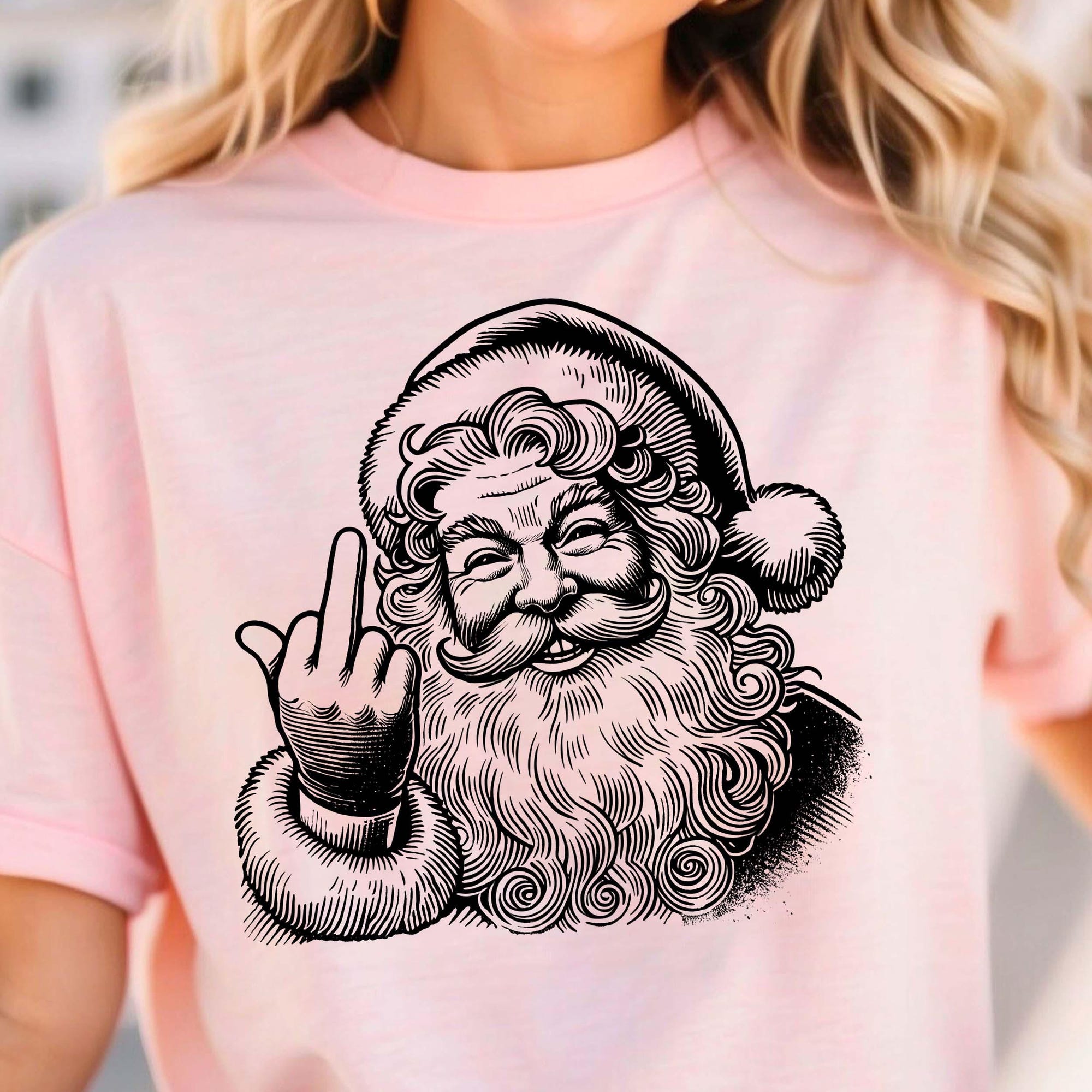 il_2000xN.7304119083_q2v5-1.jpg Funny Santa Christmas Shirt and Sweatshirt: Retro Naughty Graphic Tee, Christmas Humor Gift, Holiday Crewneck