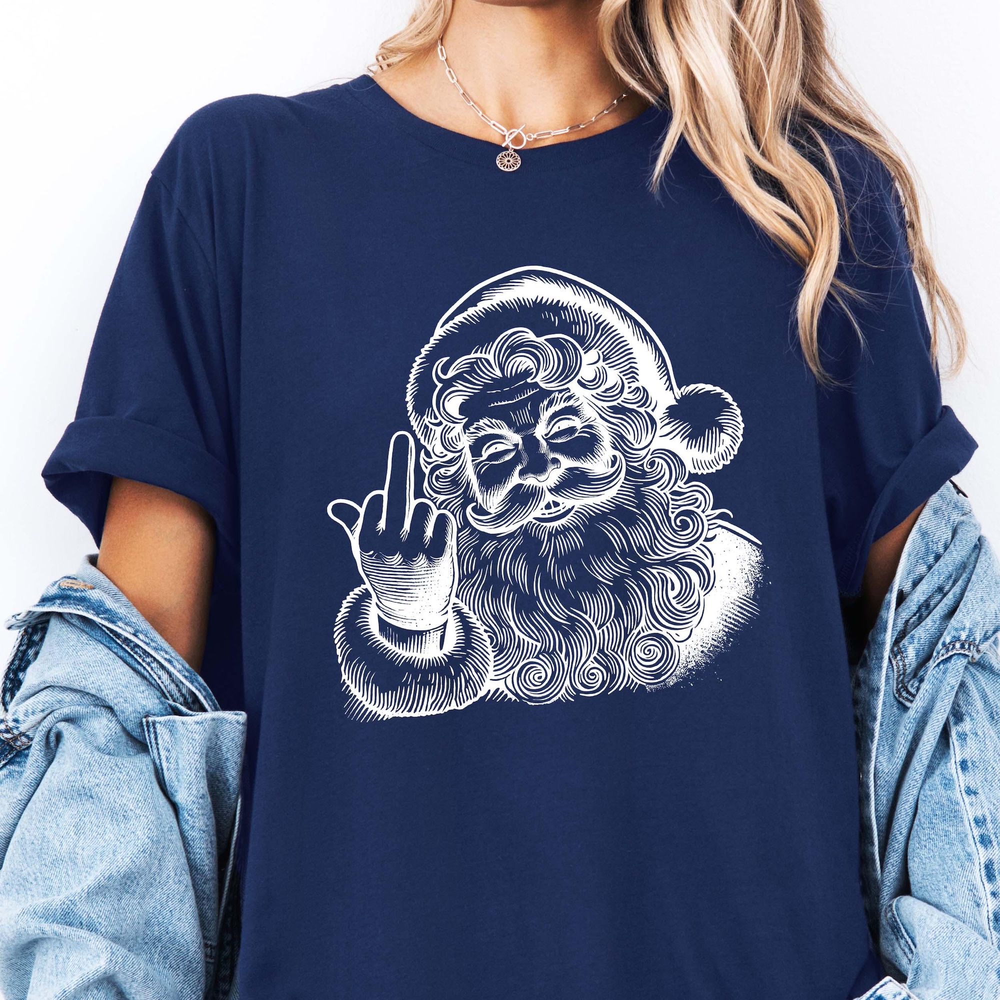 il_2000xN.7304119099_5g2r-3.jpg Funny Santa Christmas Shirt and Sweatshirt: Retro Naughty Graphic Tee, Christmas Humor Gift, Holiday Crewneck