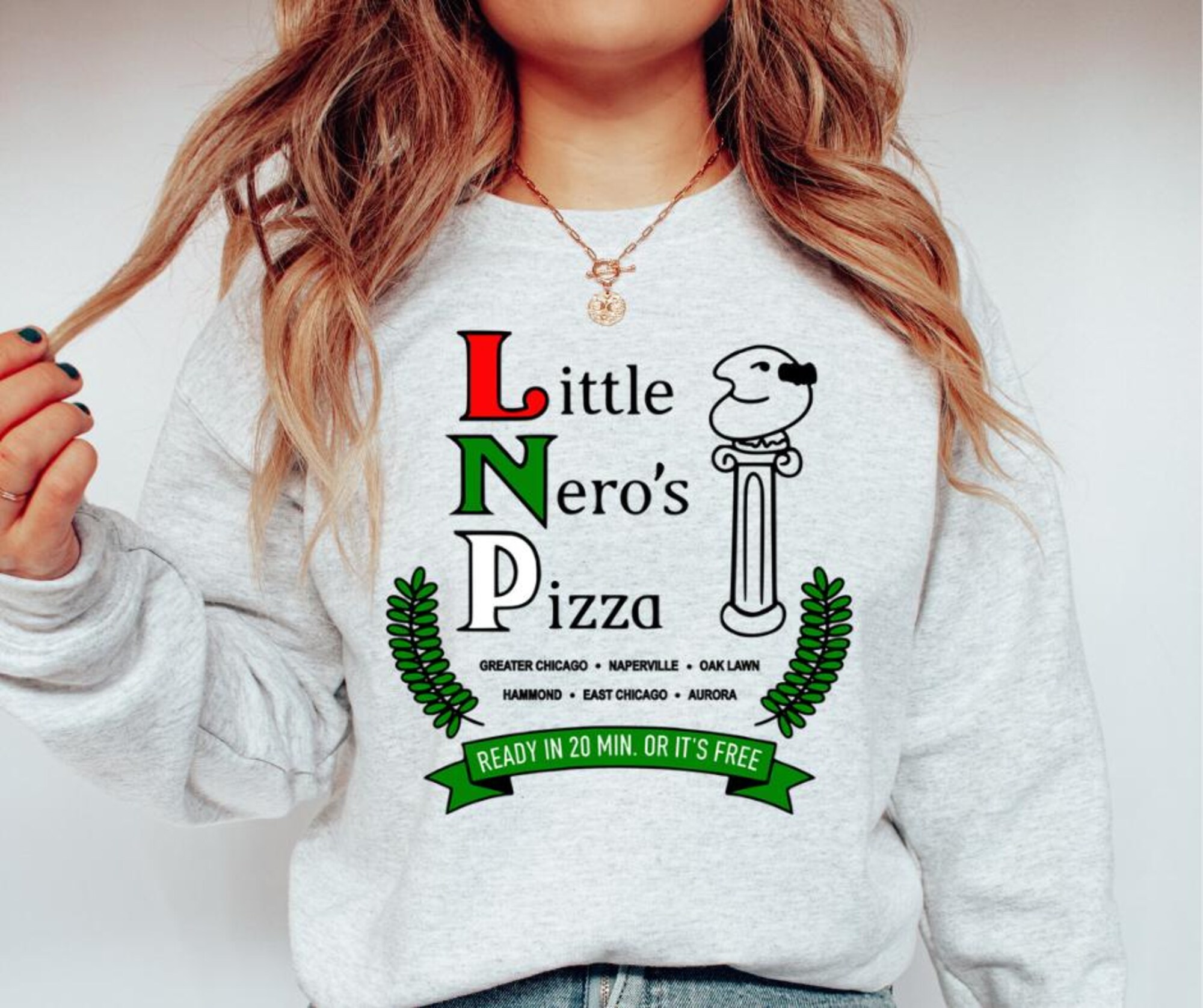 il_2000xN.7304174801_1u4n.jpg Little Nero's Pizza Sweatshirt. Ready in 20 Mins or it's Free. Home Alone Sweatshirt.