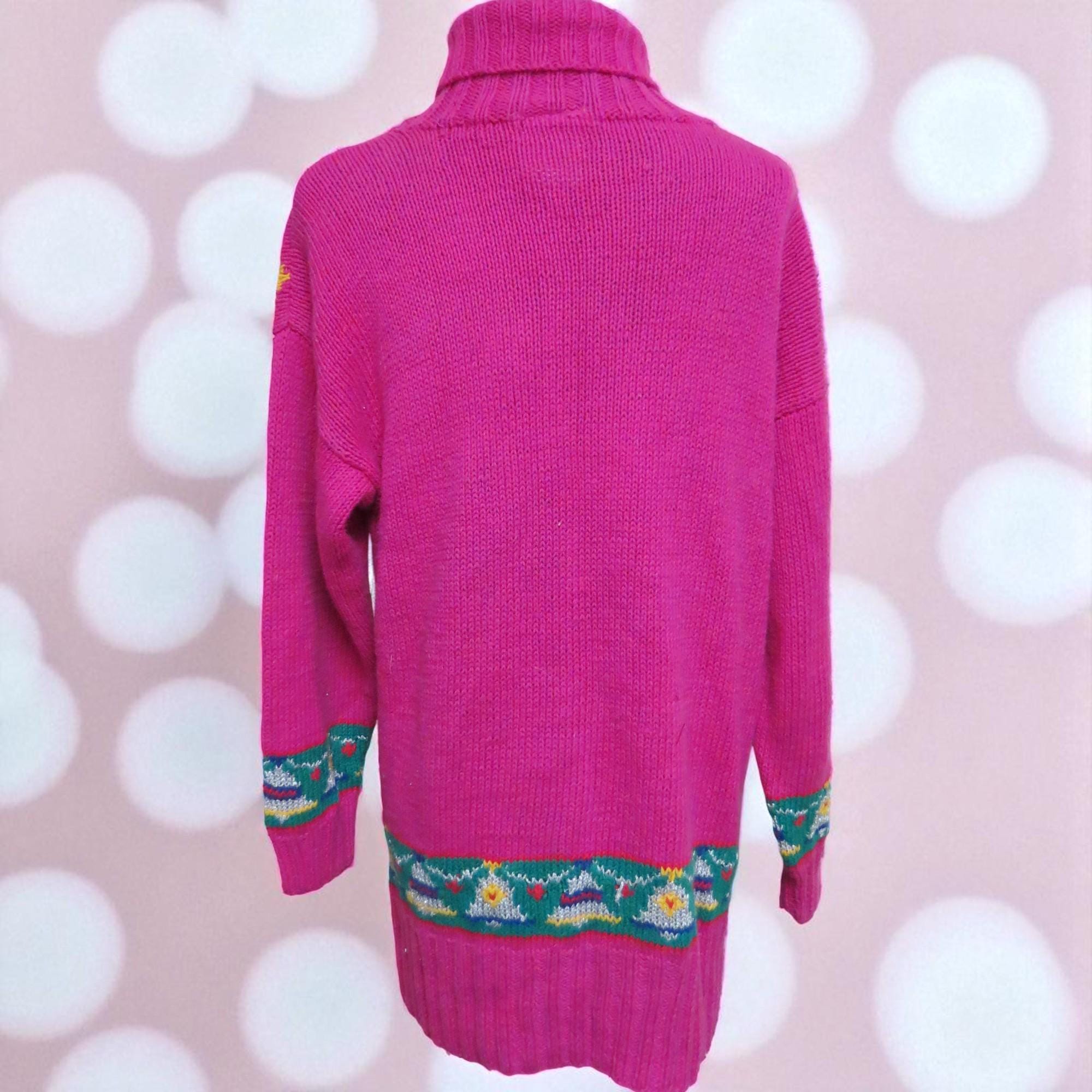 il_2000xN.7307245753_3tu1.jpg Vintage 90's Oversized Cat Sweater, Ugly Christmas sweater Pink Cats