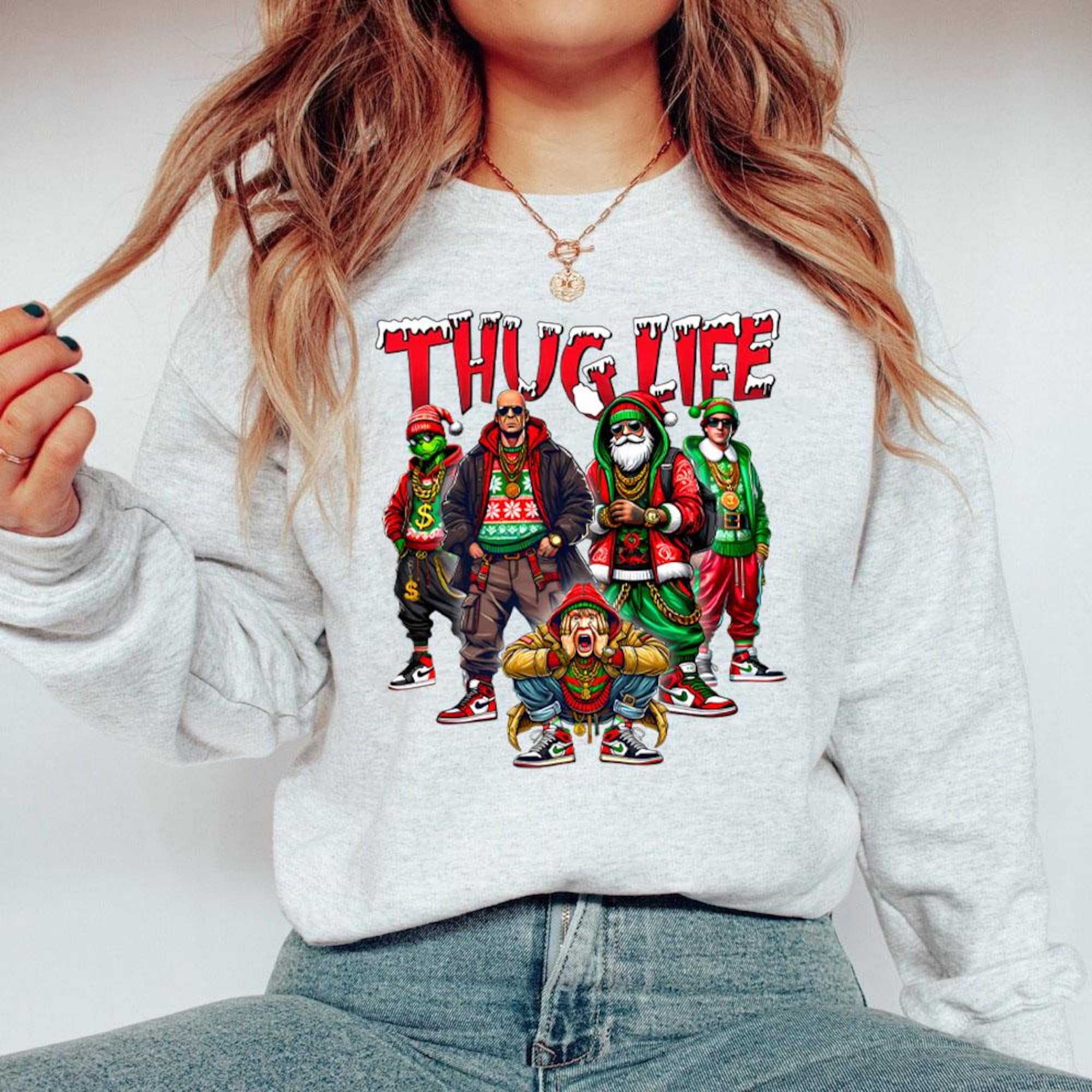 Vintage Thug Life Christmas Sweatshirt, Christmas Movie Shirt, Christmas Friends Shirt, Christmas Gifts for Women, Christmas Sweatshirt