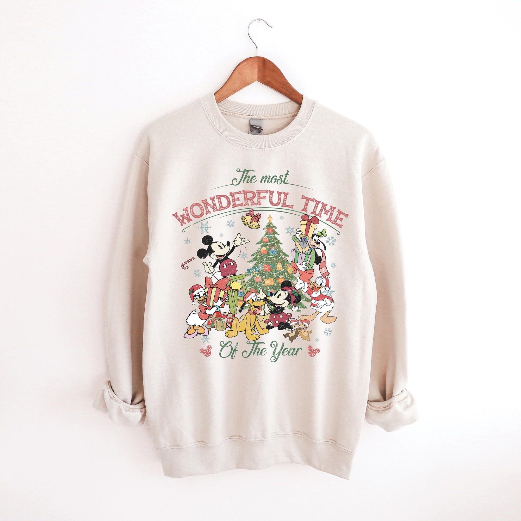 Most Wonderful Time Of The Year, Disney Christmas Tree, Retro Disney Holiday Sweater, Mickey and friends Christmas, Mickey and Co Christmas