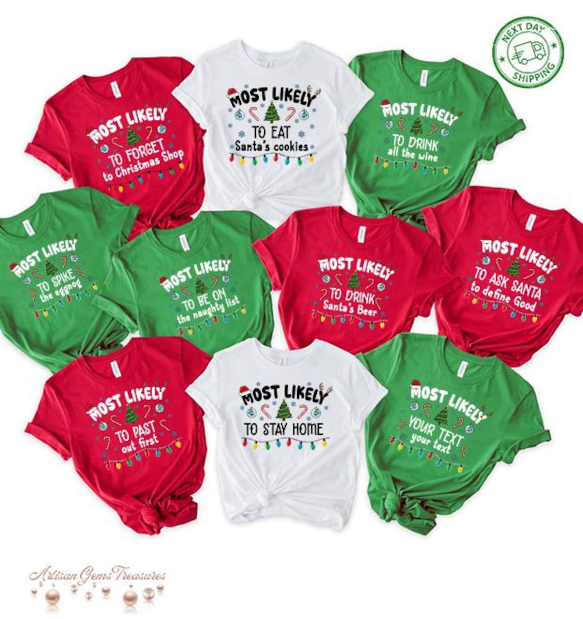 Matching Family Christmas Shirts, Funny “Most Likely To” Holiday Tees, Custom Family Xmas Shirt, Couples Christmas Outfit, Holiday Gift Idea