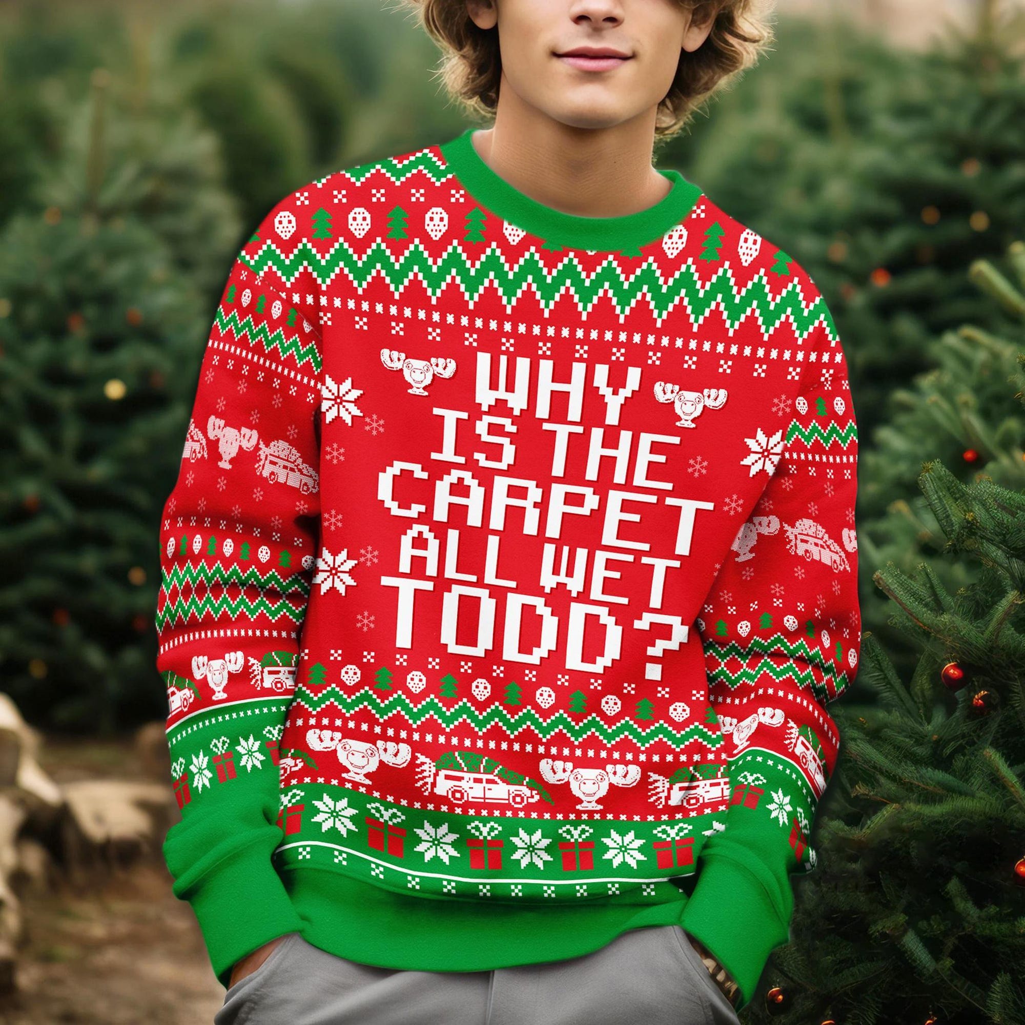 il_2000xN.7311307043_o8b4-1.jpg Why Is The Carpet All Wet Todd Ugly Christmas Sweater, National Lampoon's Christmas Vacation Ugly Sweater, Christmas Movie, Xmas Gifts
