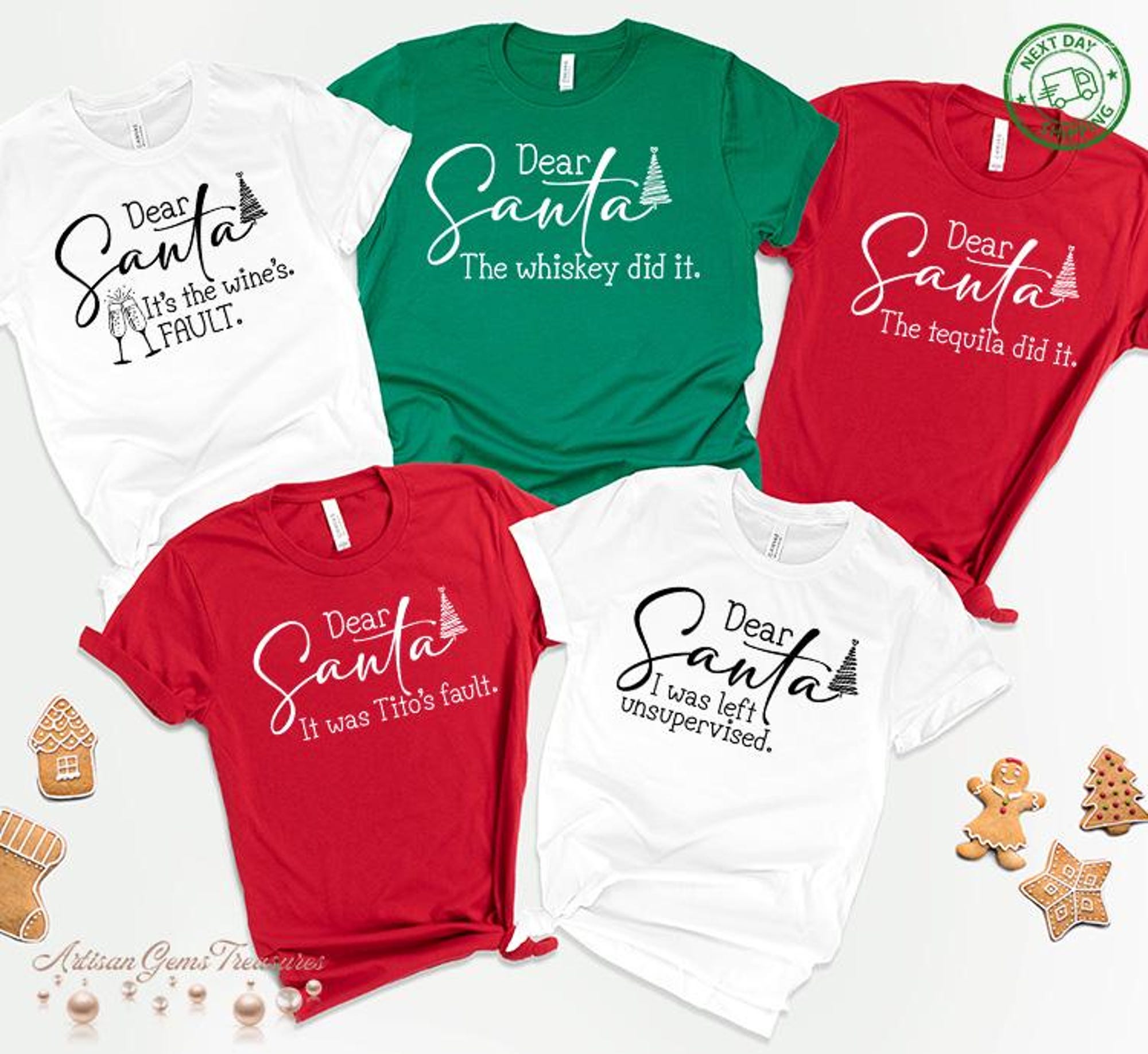 Dear Santa Matching Family Shirts, Funny Christmas T-Shirts, Holiday Graphic Tees, Custom Xmas Outfit for Couples & Kids, Santa Gift Idea
