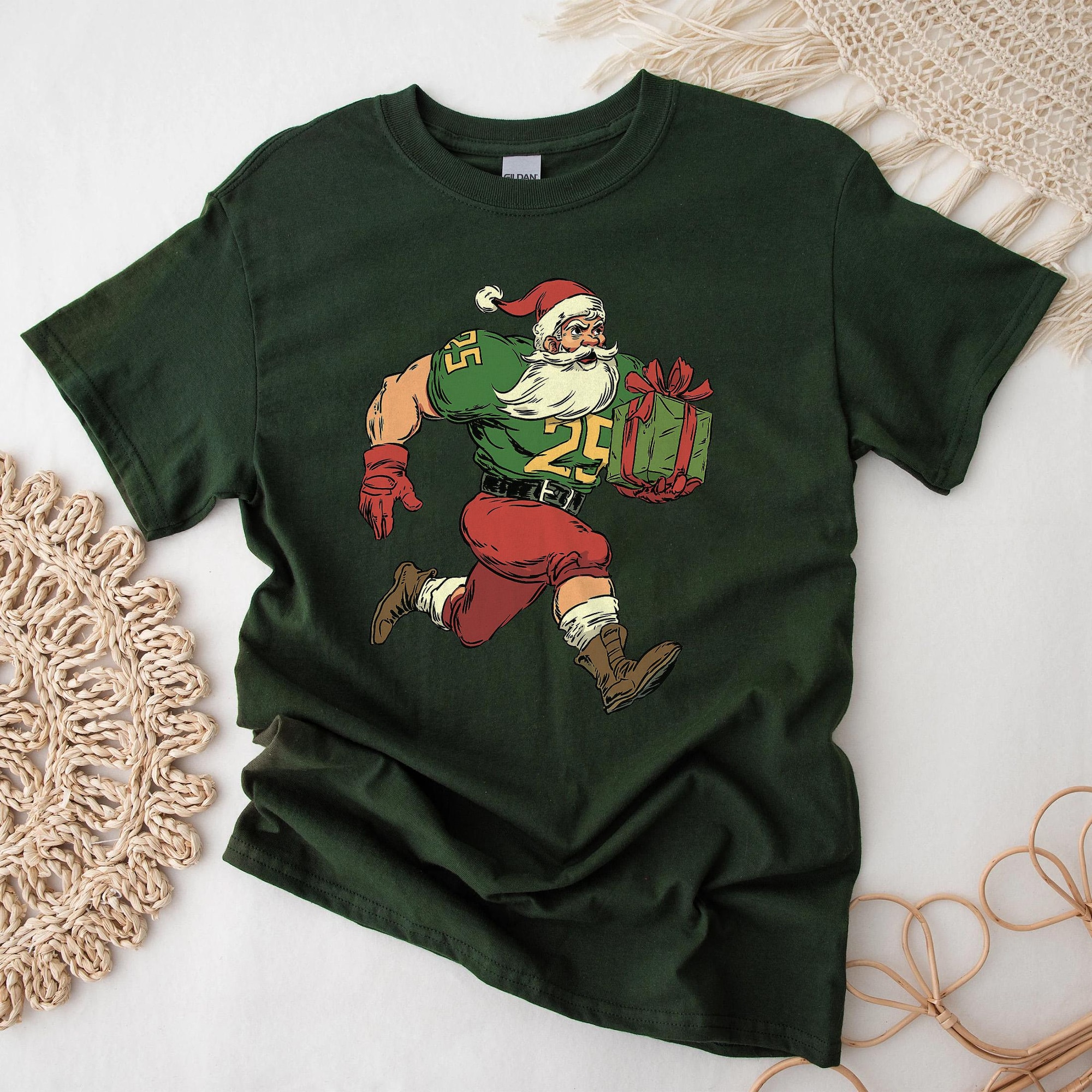Funny Christmas Football Santa Shirt, Christmas Sweatshirt, Tis the Season for Touchdowns Tee, Retro Game Day Shirt, Football Mascot Hoodie