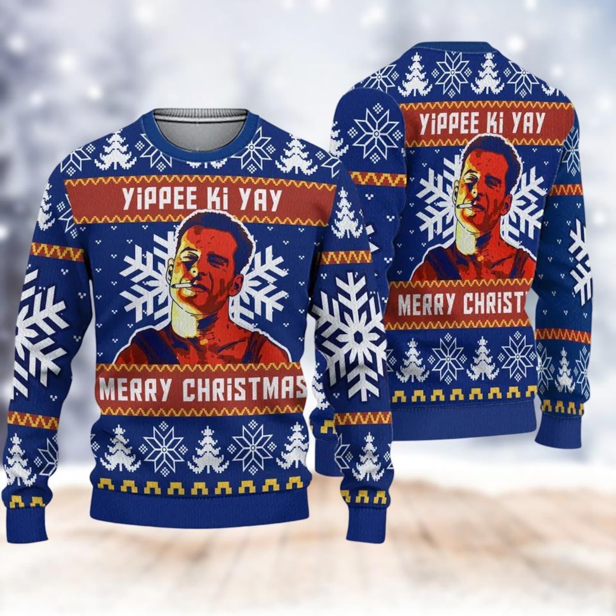 Christmas Die Hard Ugly Sweater, Yippee Ki Yay Xmas Sweater, Bruce Willis Ugly Christmas Sweater, Christmas Movie Sweater