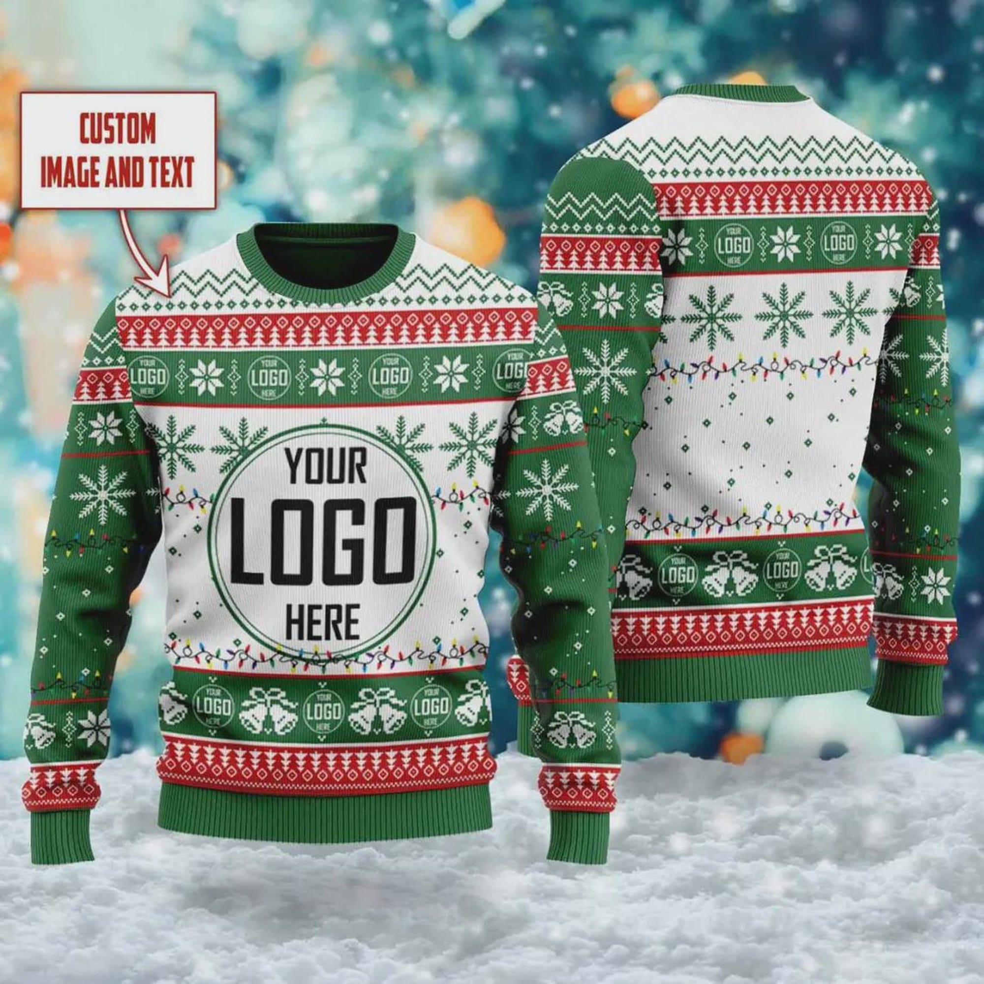 il_2000xN.7314405939_ibul.jpg Custom Your Logo Ugly Christmas Sweater, Custom Company Logo Xmas Ugly Sweater, Personalized Photo Image Christmas Ugly Matching Sweater