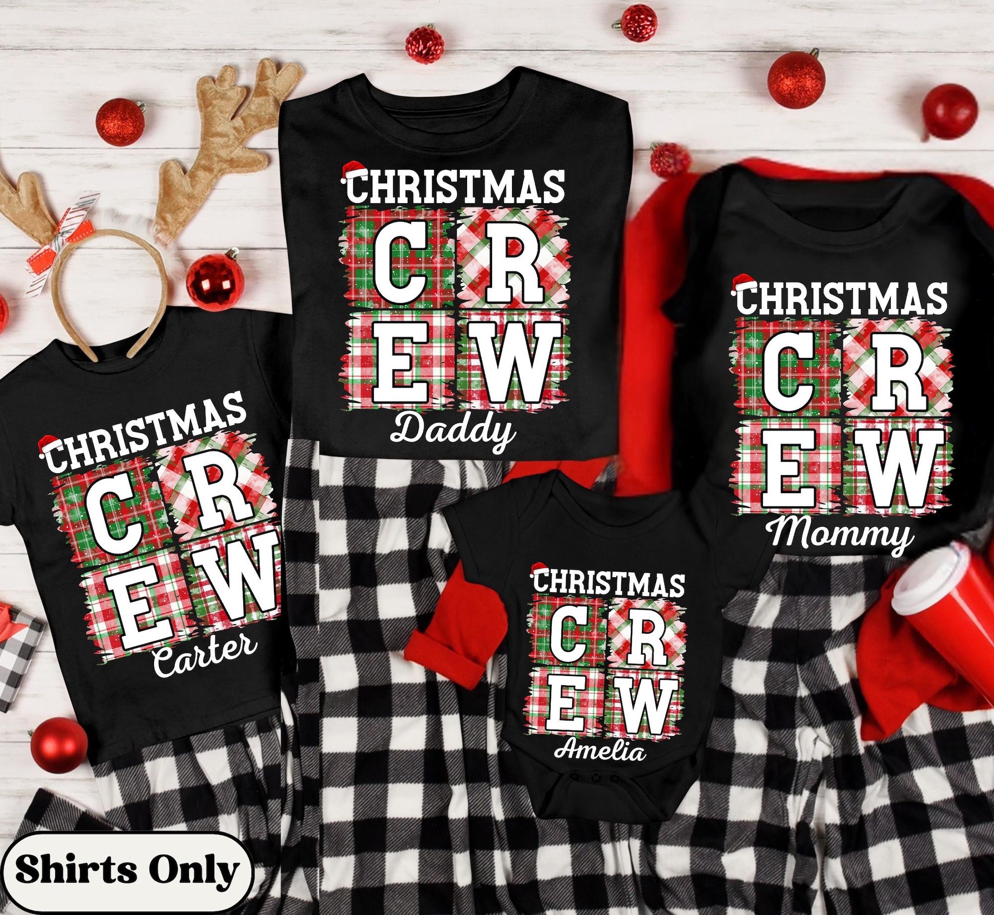 Custom Family Christmas Crew Shirts, Matching Christmas Family Name TShirts, Personalized Family Christmas 2025 T-shirts, Group Holiday Tees