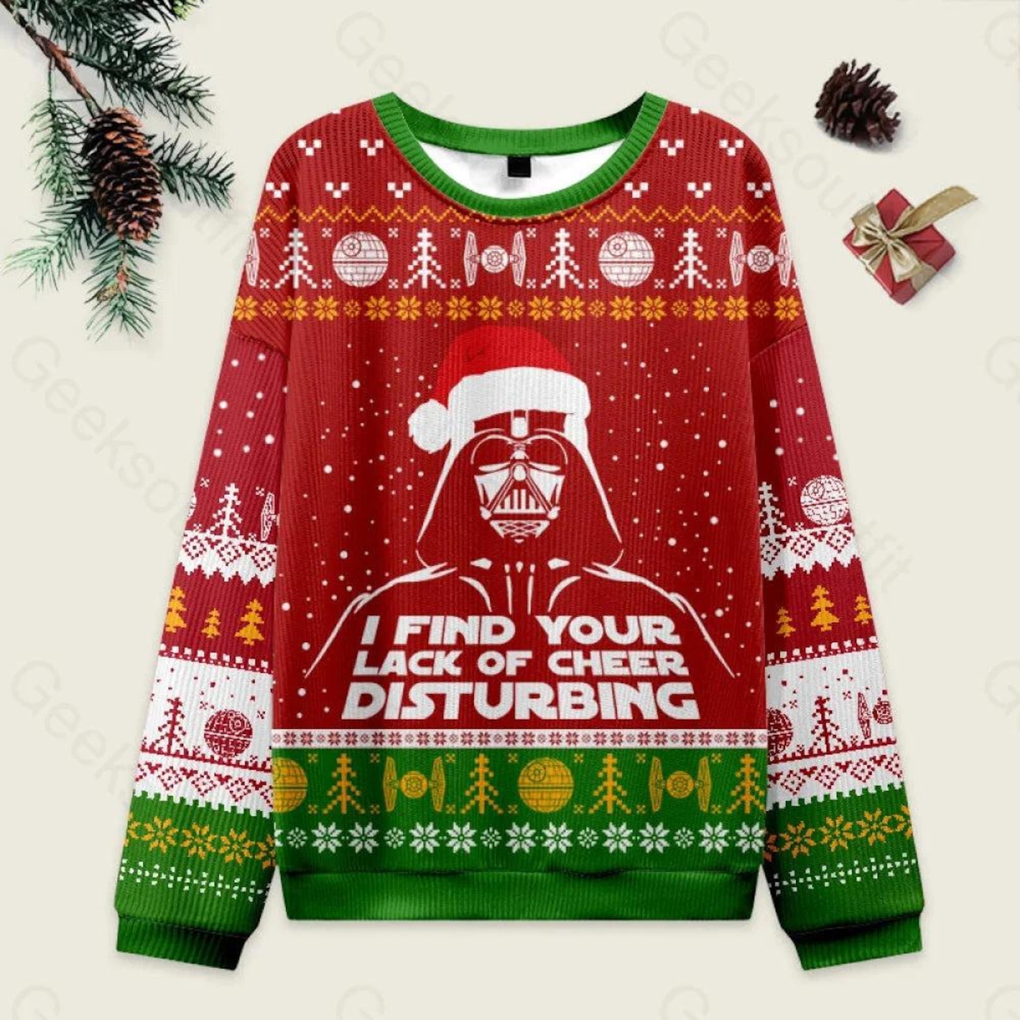 Christmas Darth Vader Ugly Sweater, StarWars Xmas Sweater, I Find Your Lack Of Cheer Disturbing Sweater,Disneyland Movie Sweater