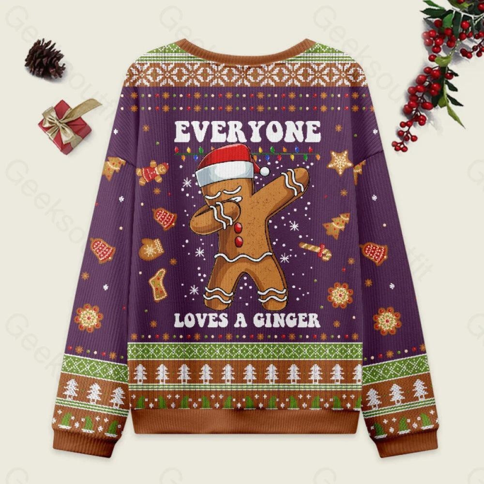 il_2000xN.7317649513_j68t.jpg Everyone Love A Ginger Christmas Ugly Sweater, Gingerbread Xmas Party Sweater, Gingerbread Unisex Sweater for Family, Christmas Ugly Sweater