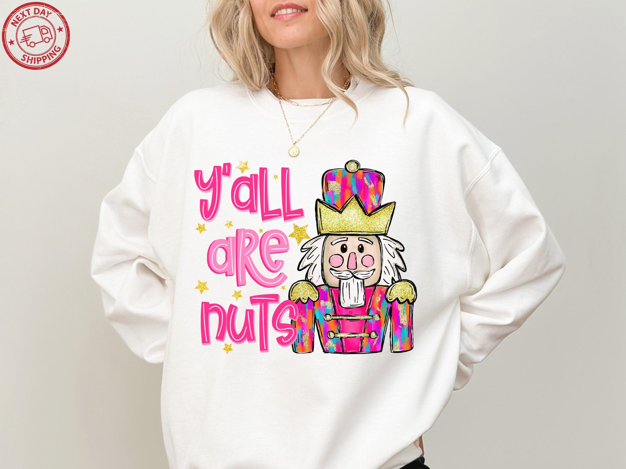 il_2000xN.7320364245_pm0i-1.jpg Y’all Are Nuts Christmas Sweatshirt, Funny Nutcracker Shirt, Cute Holiday Crewneck, Retro Christmas Top, Xmas Graphic Tee