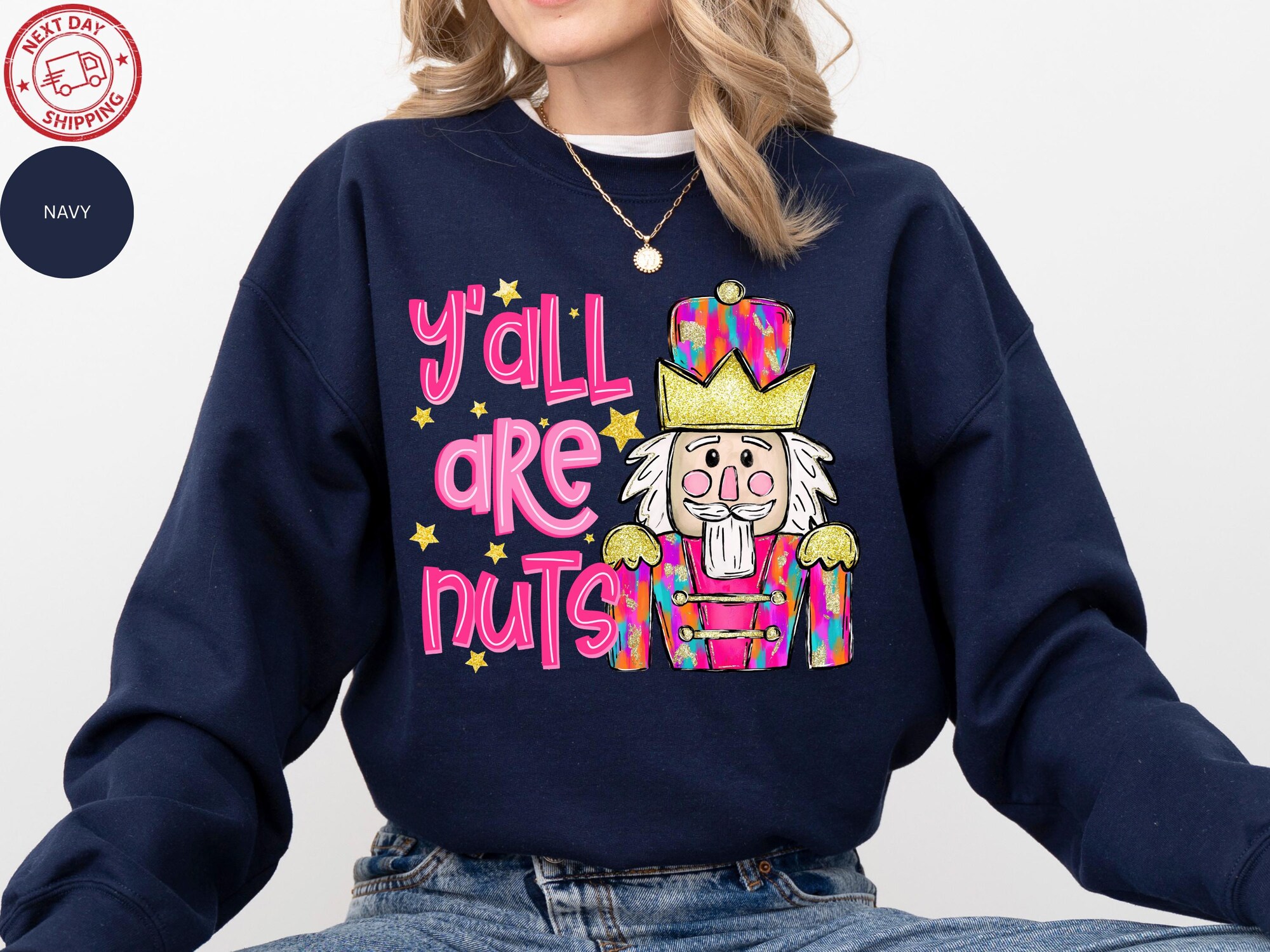 il_2000xN.7320364275_828w-1.jpg Y’all Are Nuts Christmas Sweatshirt, Funny Nutcracker Shirt, Cute Holiday Crewneck, Retro Christmas Top, Xmas Graphic Tee