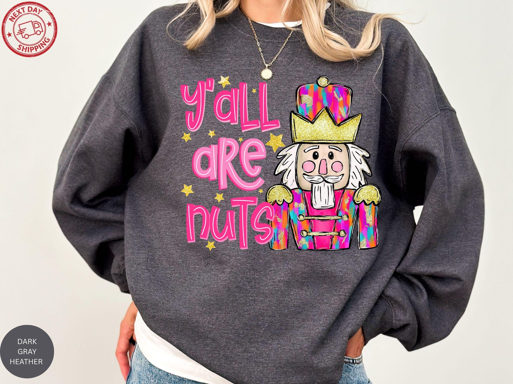 il_2000xN.7320364339_8fkx-1.jpg Y’all Are Nuts Christmas Sweatshirt, Funny Nutcracker Shirt, Cute Holiday Crewneck, Retro Christmas Top, Xmas Graphic Tee