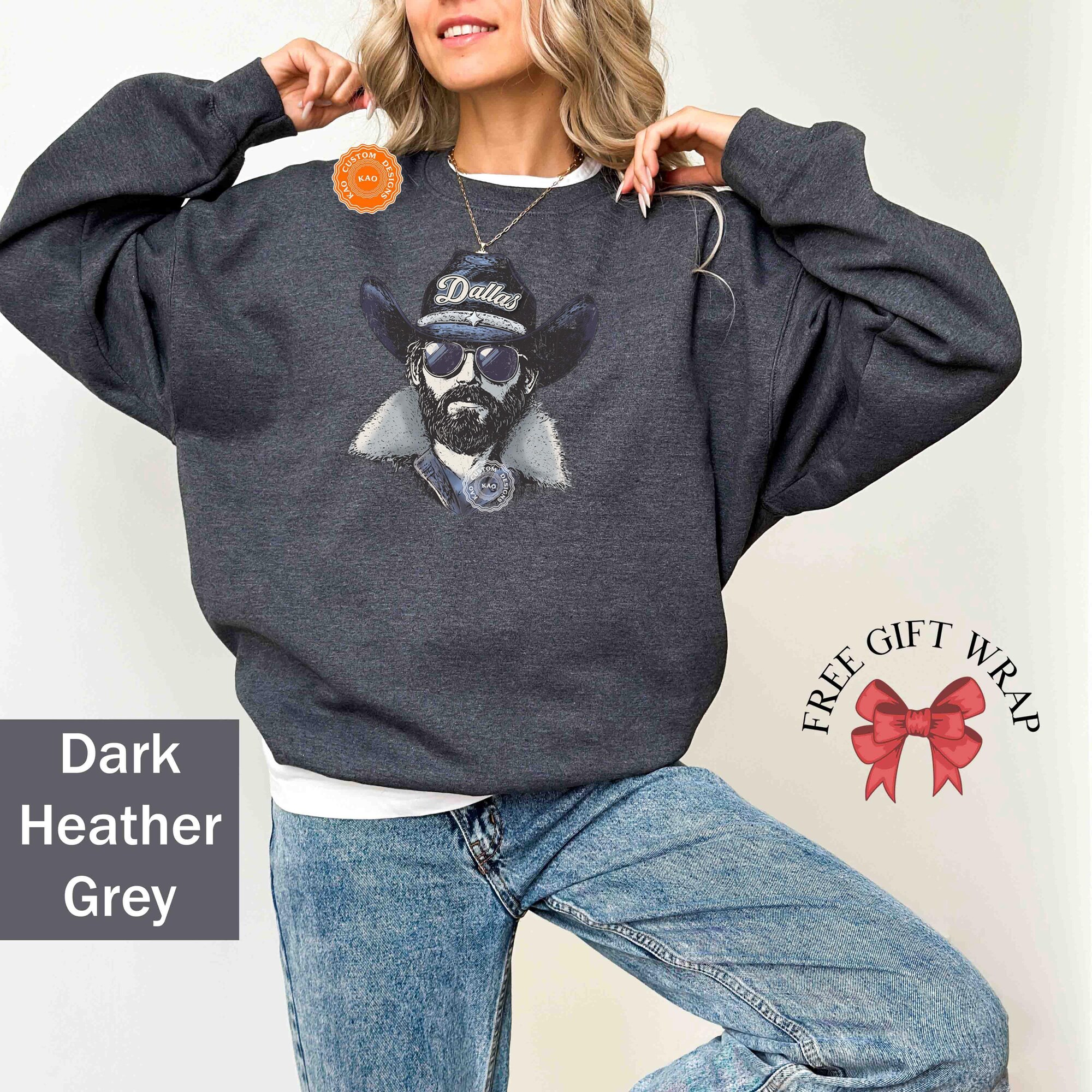 il_2000xN.7323155285_6vam.jpg Dallas Mascot Sweatshirt: Cowboy Football Crewneck, Unisex Sports Gear, Game Day Spirit Shirts