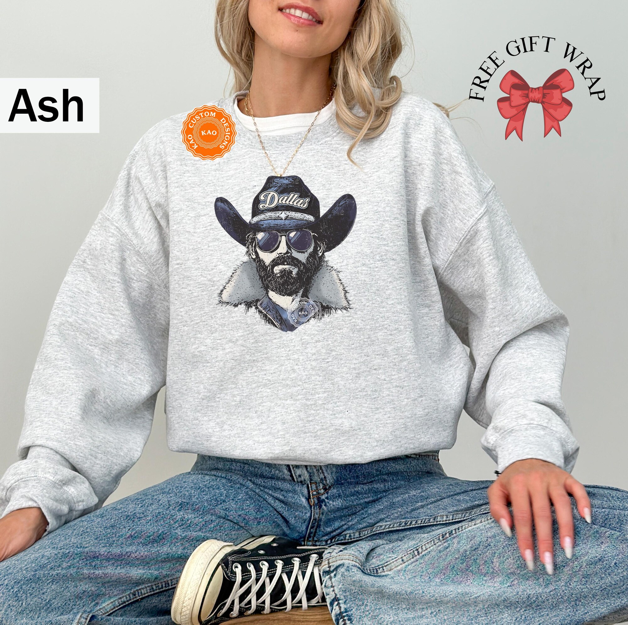 il_2000xN.7323155289_5khi.jpg Dallas Mascot Sweatshirt: Cowboy Football Crewneck, Unisex Sports Gear, Game Day Spirit Shirts