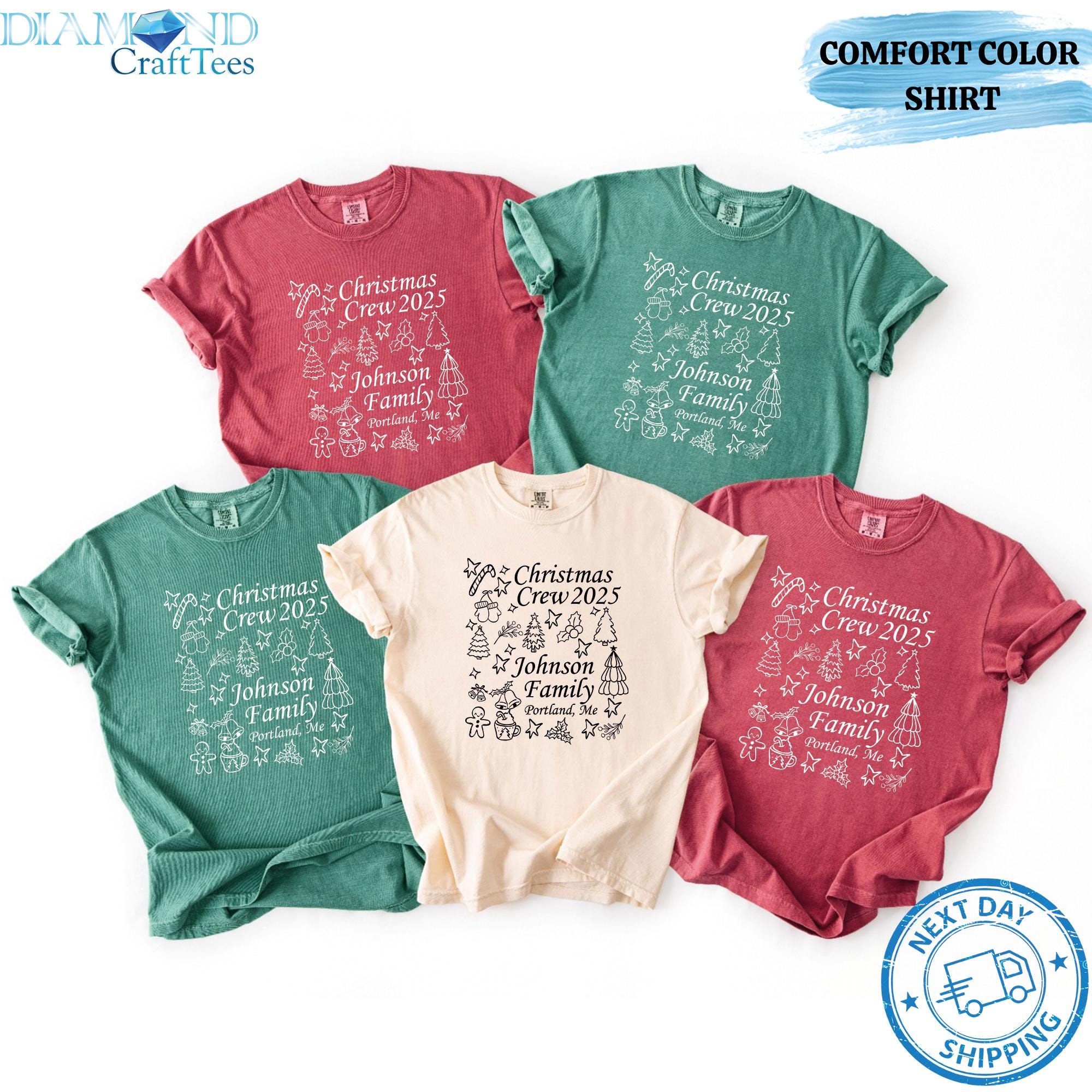 Comfort Colors® Custom Family Christmas Shirts – Matching Family Name Tees, Group Holiday Shirts, Personalized Christmas Crew 2025 Outfits