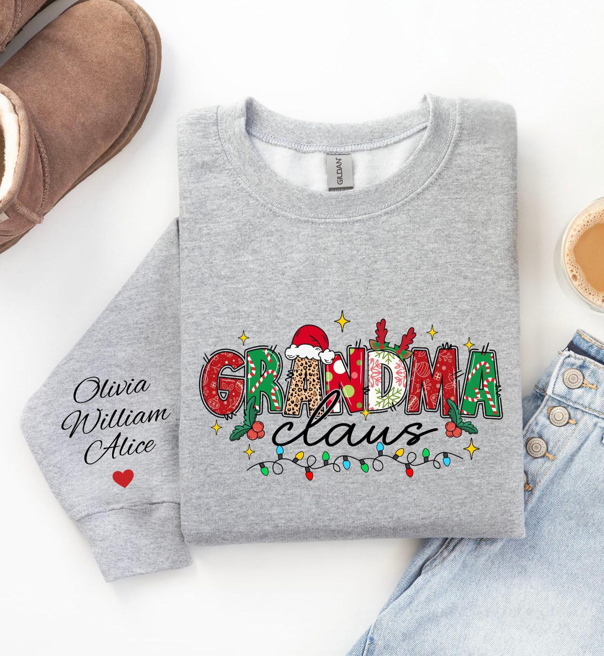 Grandma Christmas Sweatshirt, Grandkids Christmas gift for Grandma, Grandma Hoodie, Grandma Shirt, Grandma Claus Sweatshirt