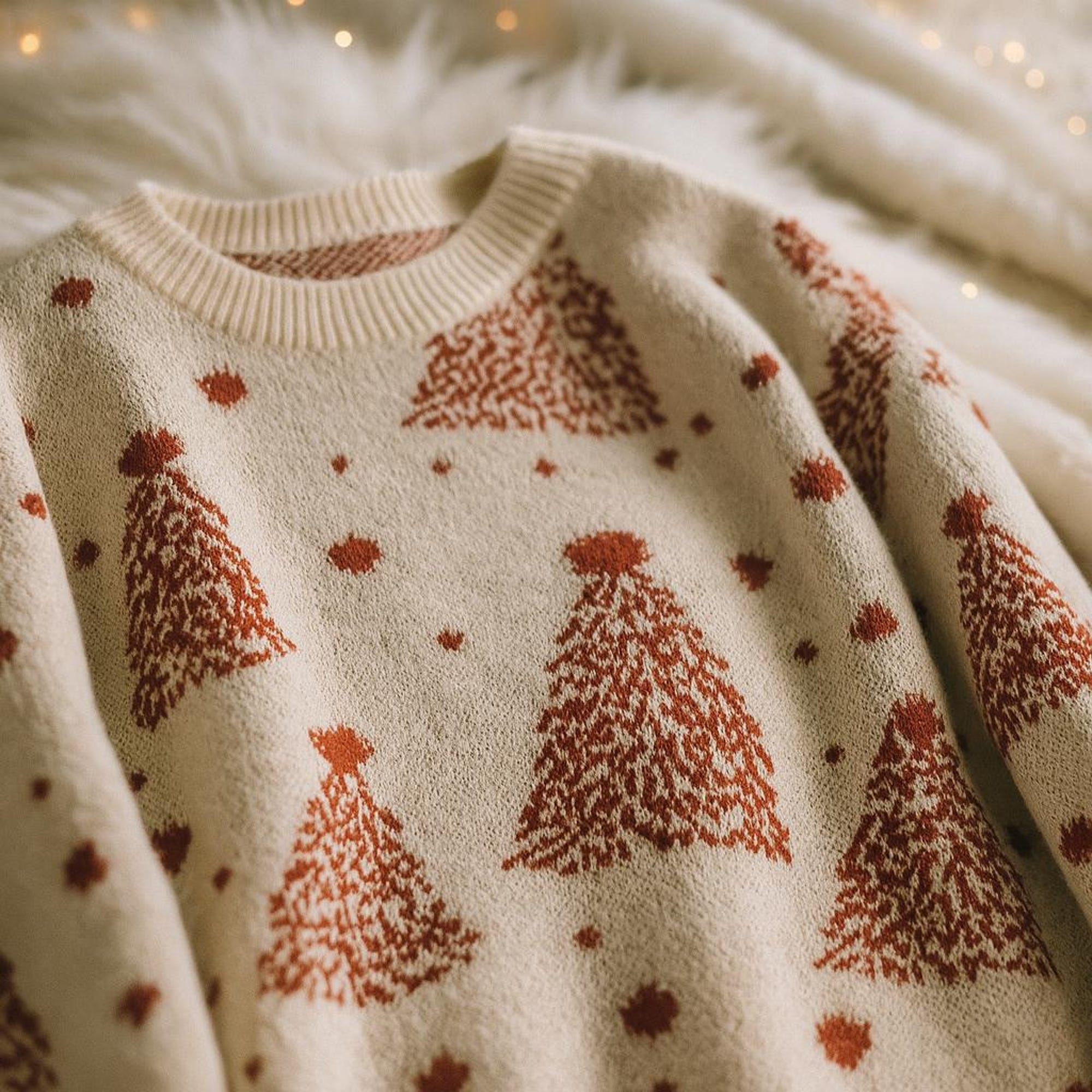 il_2000xN.7325447591_q6gb.jpg Adorable white Christmas fluffy tree print sweater, cute xmas sweater for women, autumn winter sweater, warm fall fashion finds clothes