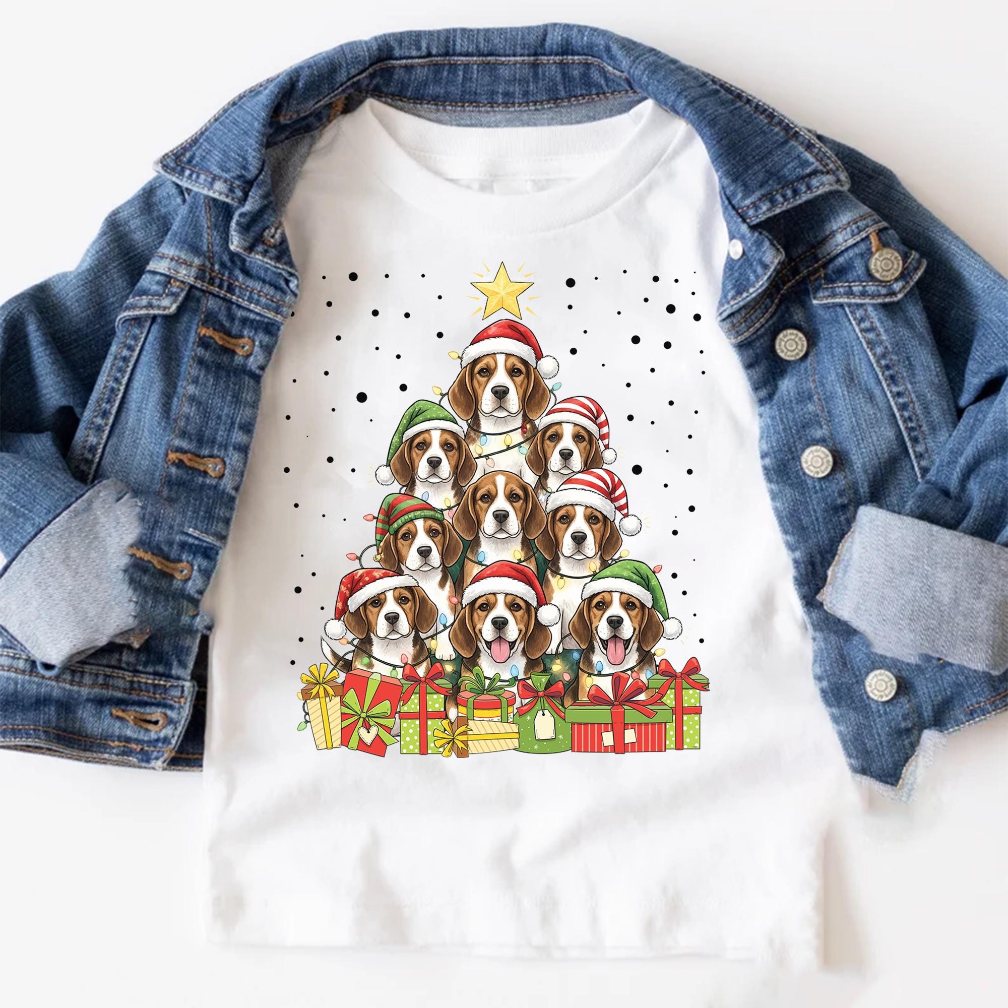 Beagle Christmas Tree Shirt, Beagle With Santa Hat Tees, Beagle Mom Shirt, Christmas Dogs Shirt, Merry Christmas Shirt Gift For Beagle Lover