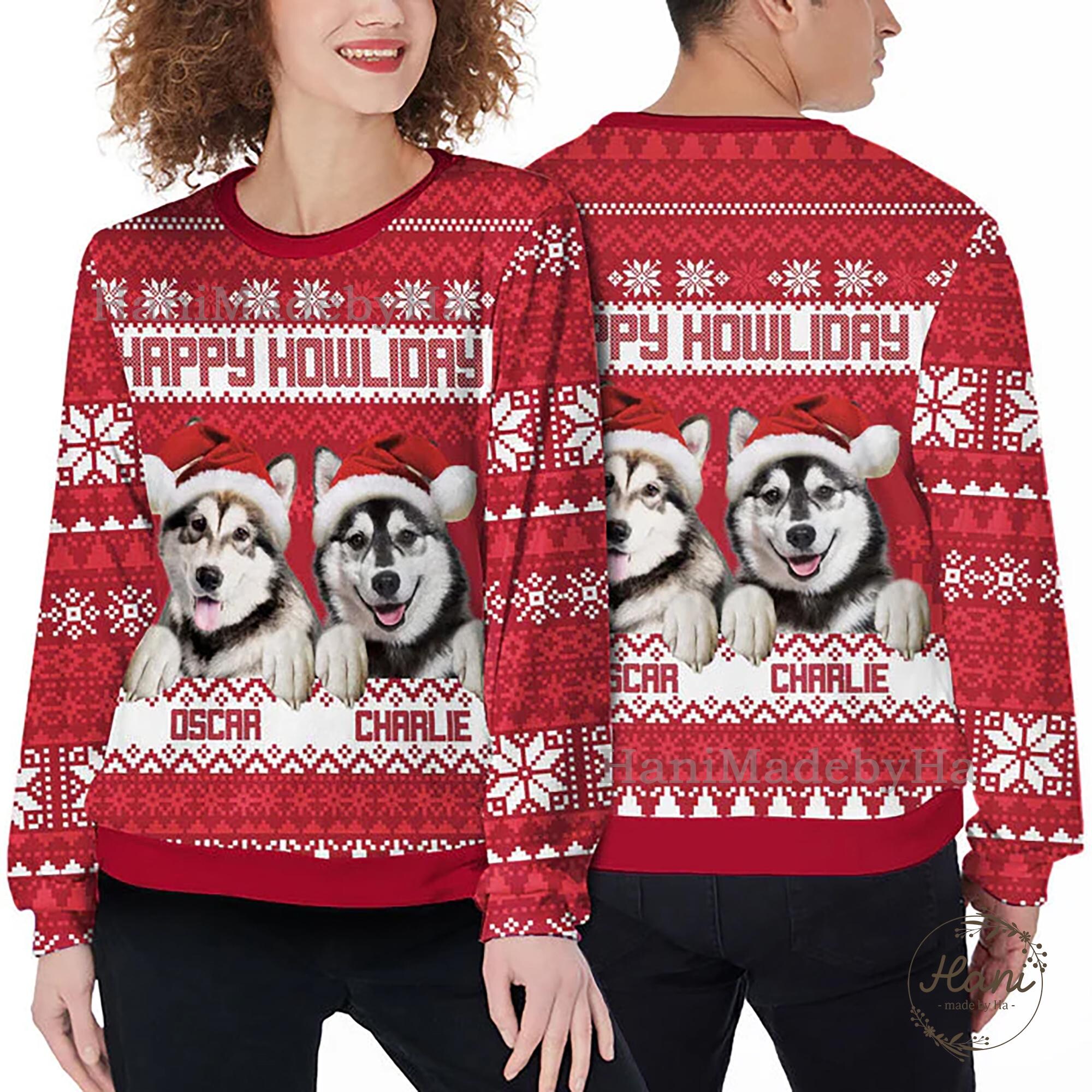 il_2000xN.7327552885_ipmy.jpg Personalized Ugly Christmas Sweater, Custom Dog Lover Design in Red, Holiday Gift for Friends & Family, Fun Holiday Attire