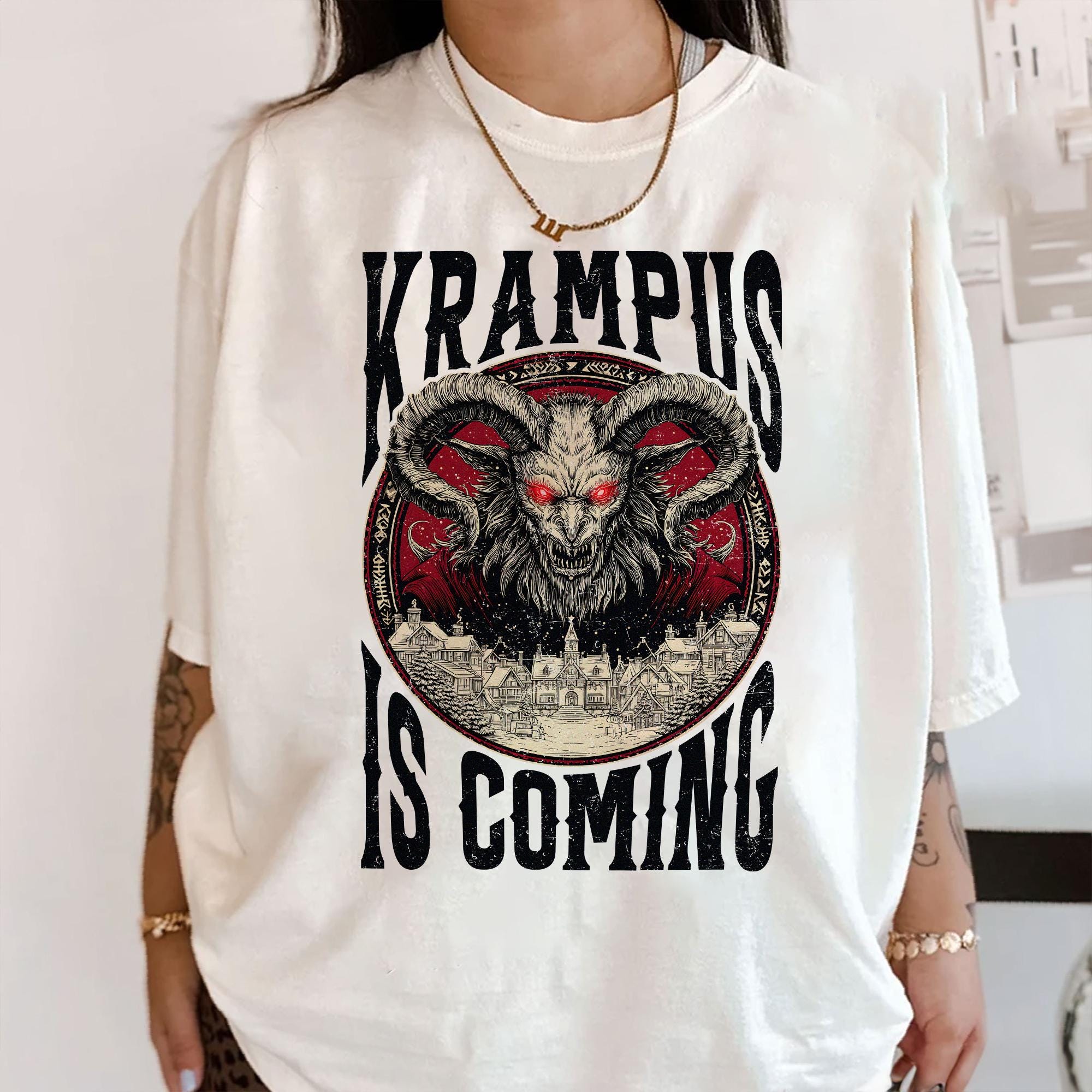il_2000xN.7327622953_opos.jpg Krampus Is Coming Shirt, Gothic Christmas Sweatshirt, Horror Holiday, Dark Xmas Gift, Krampus Christmas, Gruss Vom Krampus, Nordic Krampus
