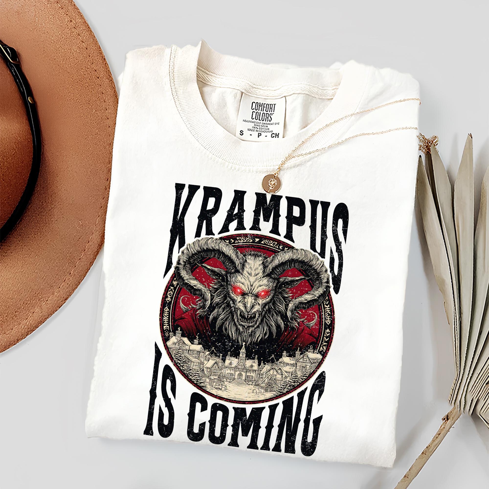 il_2000xN.7327622969_qtb6.jpg Krampus Is Coming Shirt, Gothic Christmas Sweatshirt, Horror Holiday, Dark Xmas Gift, Krampus Christmas, Gruss Vom Krampus, Nordic Krampus