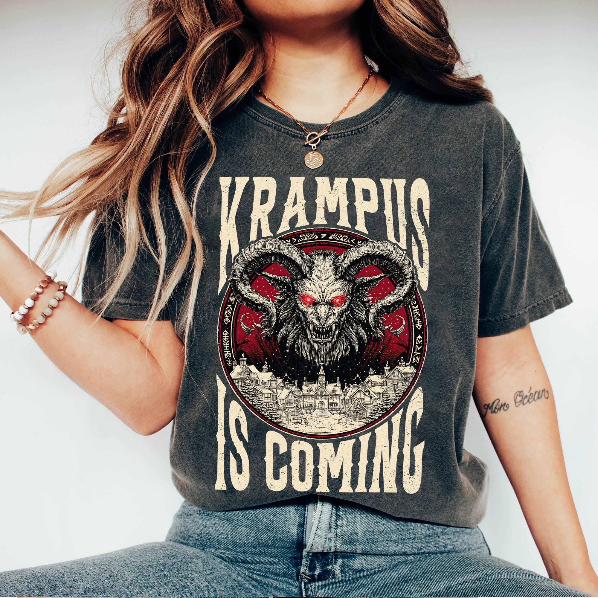 Krampus Is Coming Shirt, Gothic Christmas Sweatshirt, Horror Holiday, Dark Xmas Gift, Krampus Christmas, Gruss Vom Krampus, Nordic Krampus