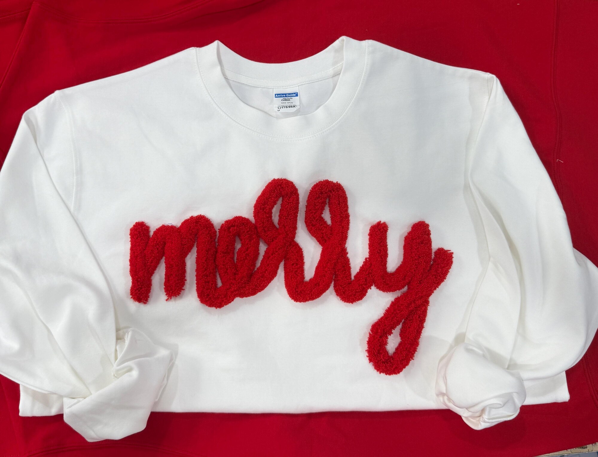 Merry Christmas Chenille Letter Sweatshirt |  Holiday Crewneck | Cozy Winter Gift for Her