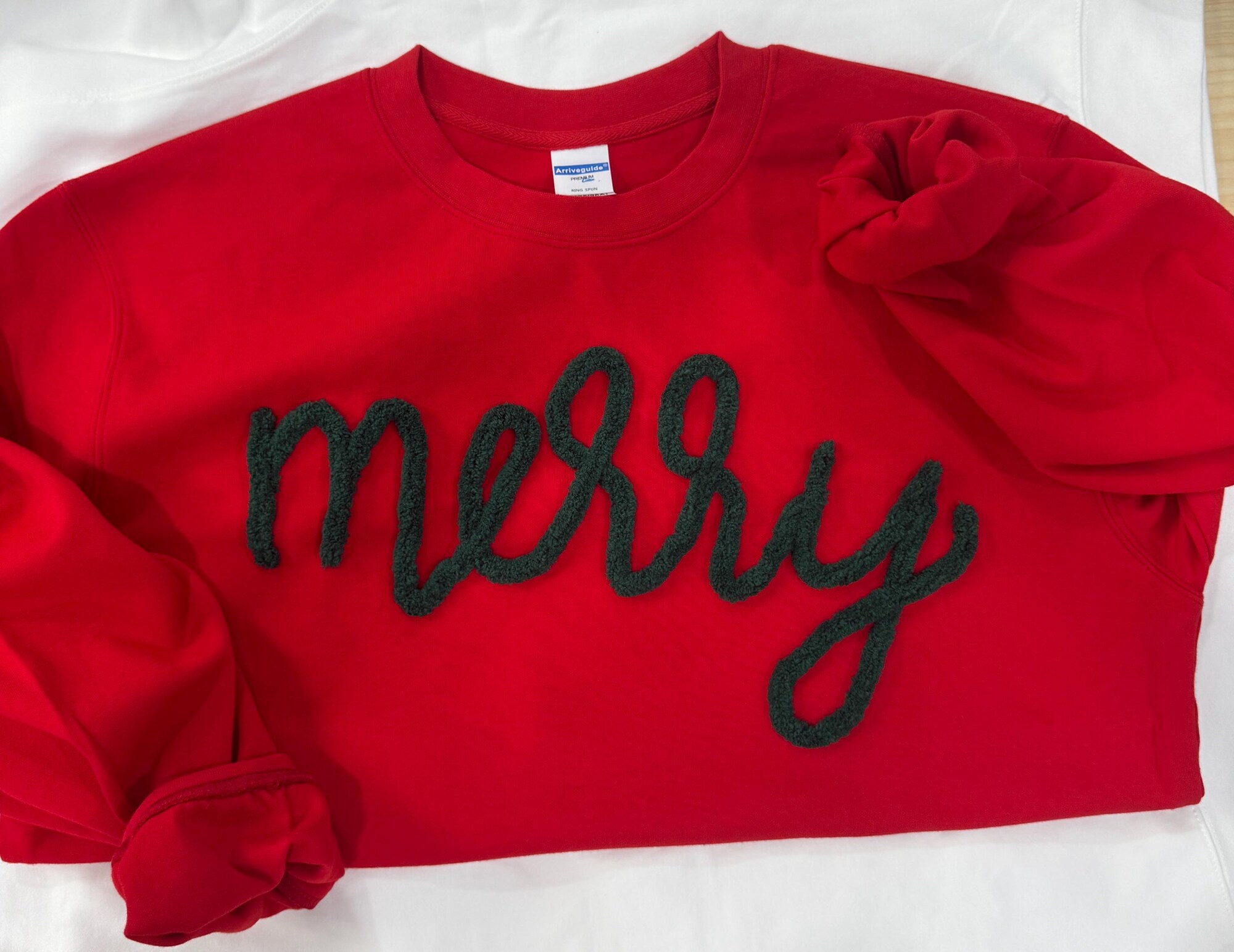 il_2000xN.7328925337_80rt-3.jpg Merry Christmas Chenille Letter Sweatshirt | Holiday Crewneck | Cozy Winter Gift for Her