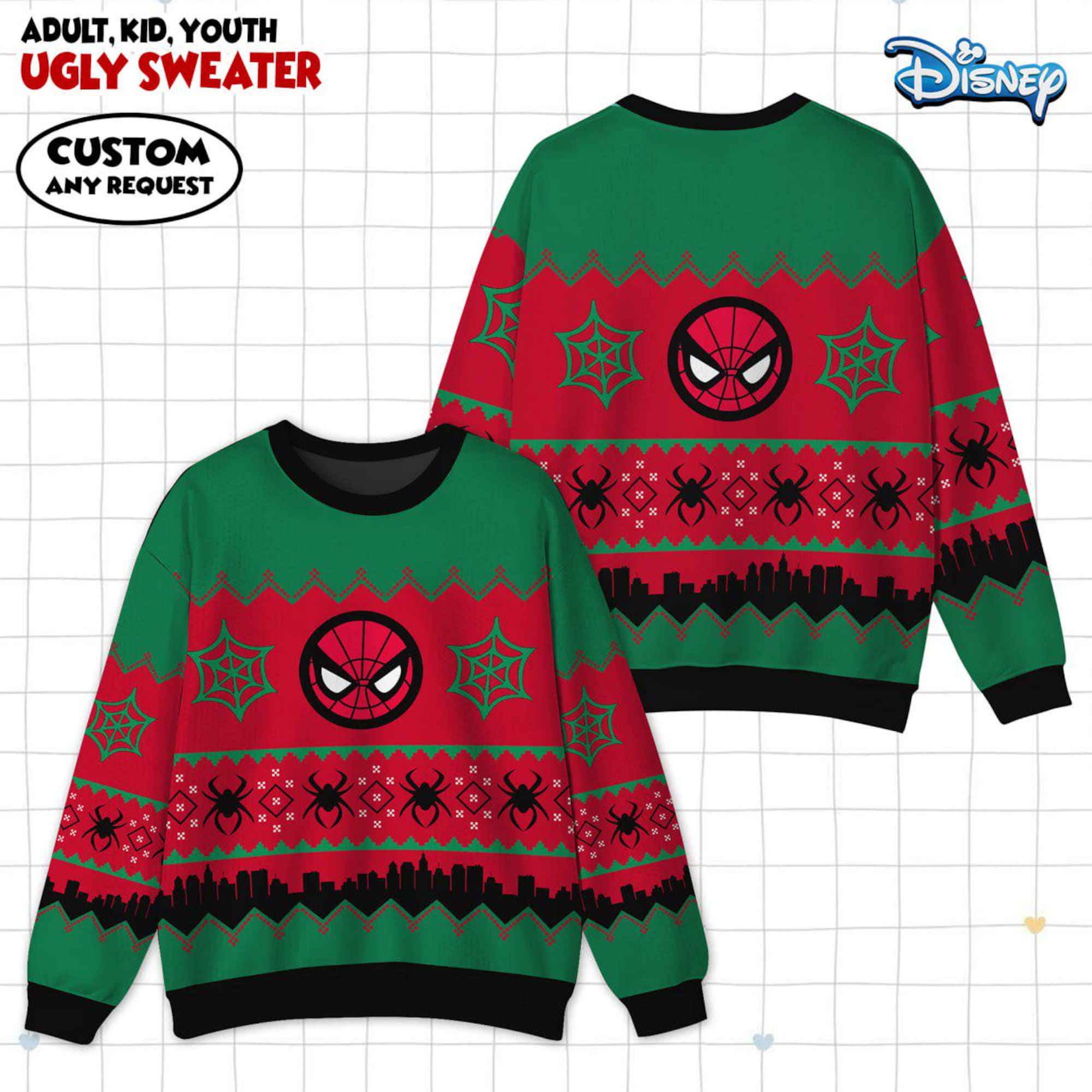 Christmas Spider-Man Sweater, Spiderman Ugly Christmas Sweater, Xmas Party Gift For Women Men Kid, Superhero Holiday Sweater