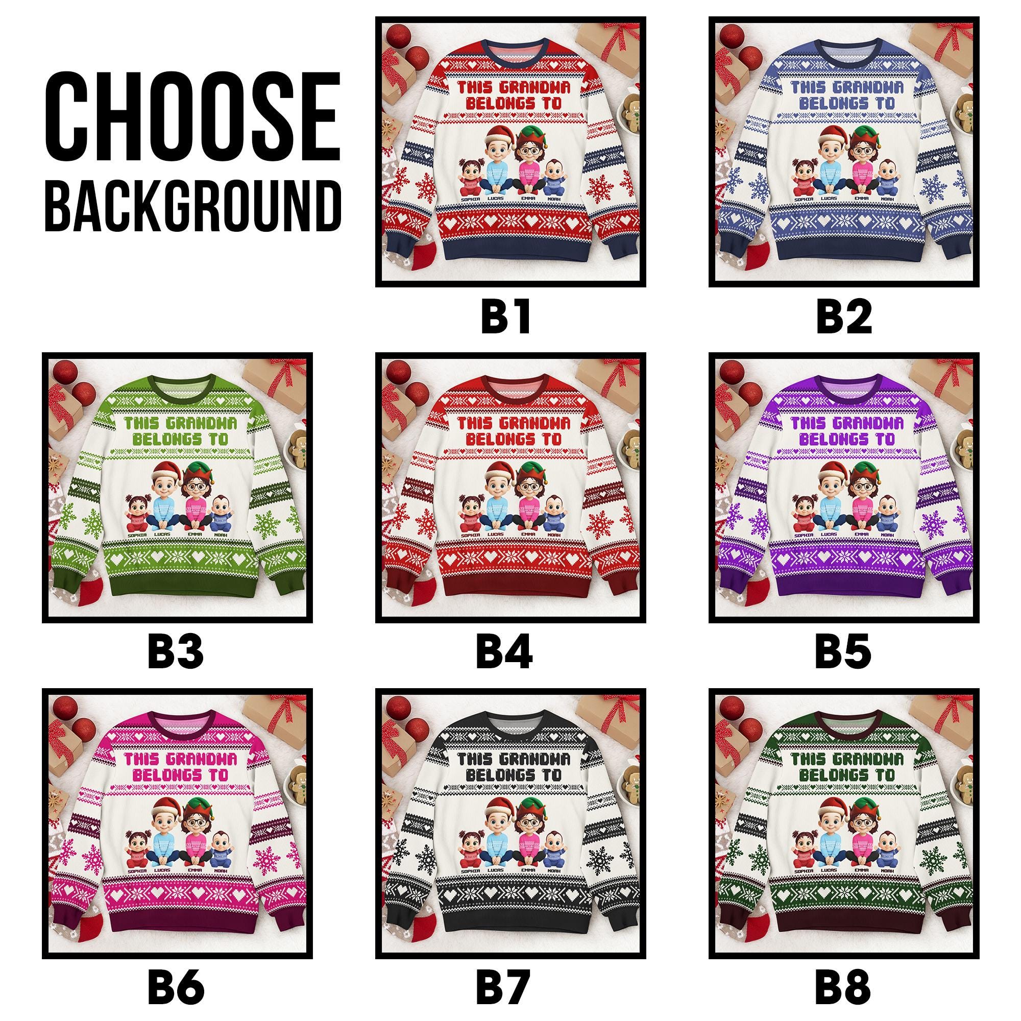 il_2000xN.7329640897_1awr.jpg Personalized Grandma Christmas Sweater, This Grandma Belongs To Ugly Sweater, Custom Grandkids Names Gift, Family Matching Holiday Sweater