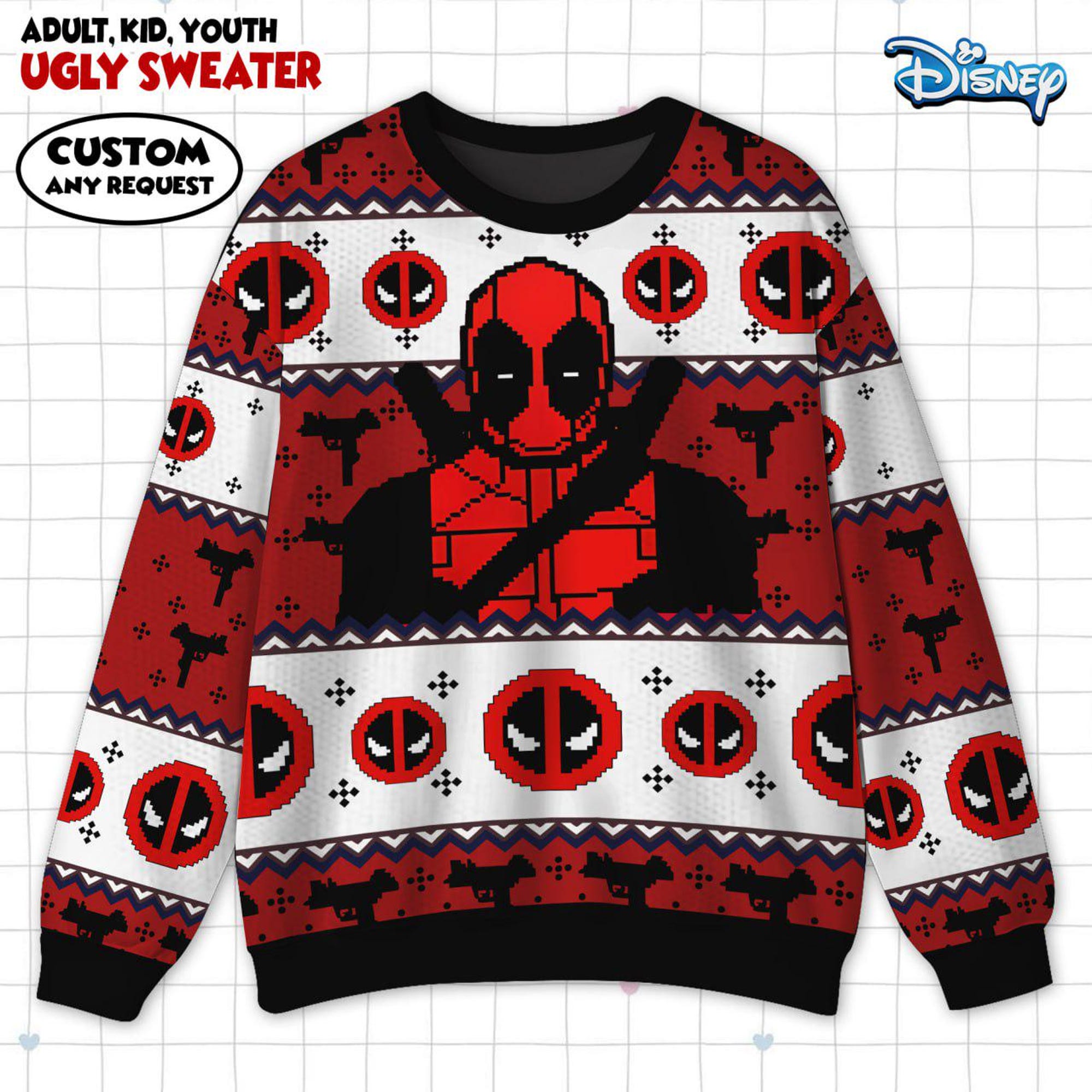il_2000xN.7329692747_po1s.jpg Christmas Deadpool Sweater, Deadpool Ugly Christmas Sweater, Xmas Party Gift For Women Men Kid, Superhero Holiday Sweater