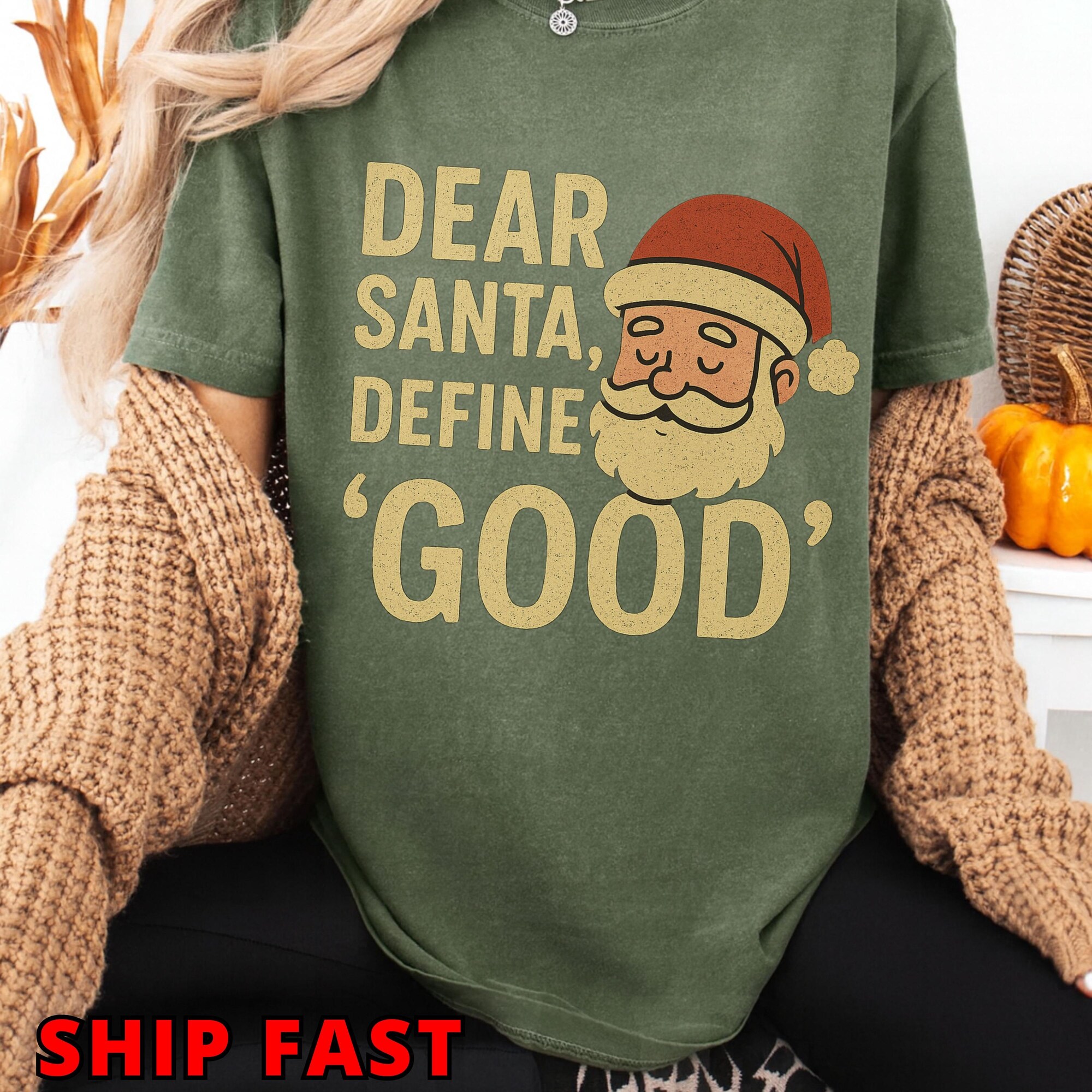 il_2000xN.7329811031_ird2-2.jpg Comfort Colors ® Dear Santa Define Good Christmas Shirt, Funny Santa Sweatshirt, Holiday Humor Xmas Tee, Naughty or Nice Gift Idea, Bandana