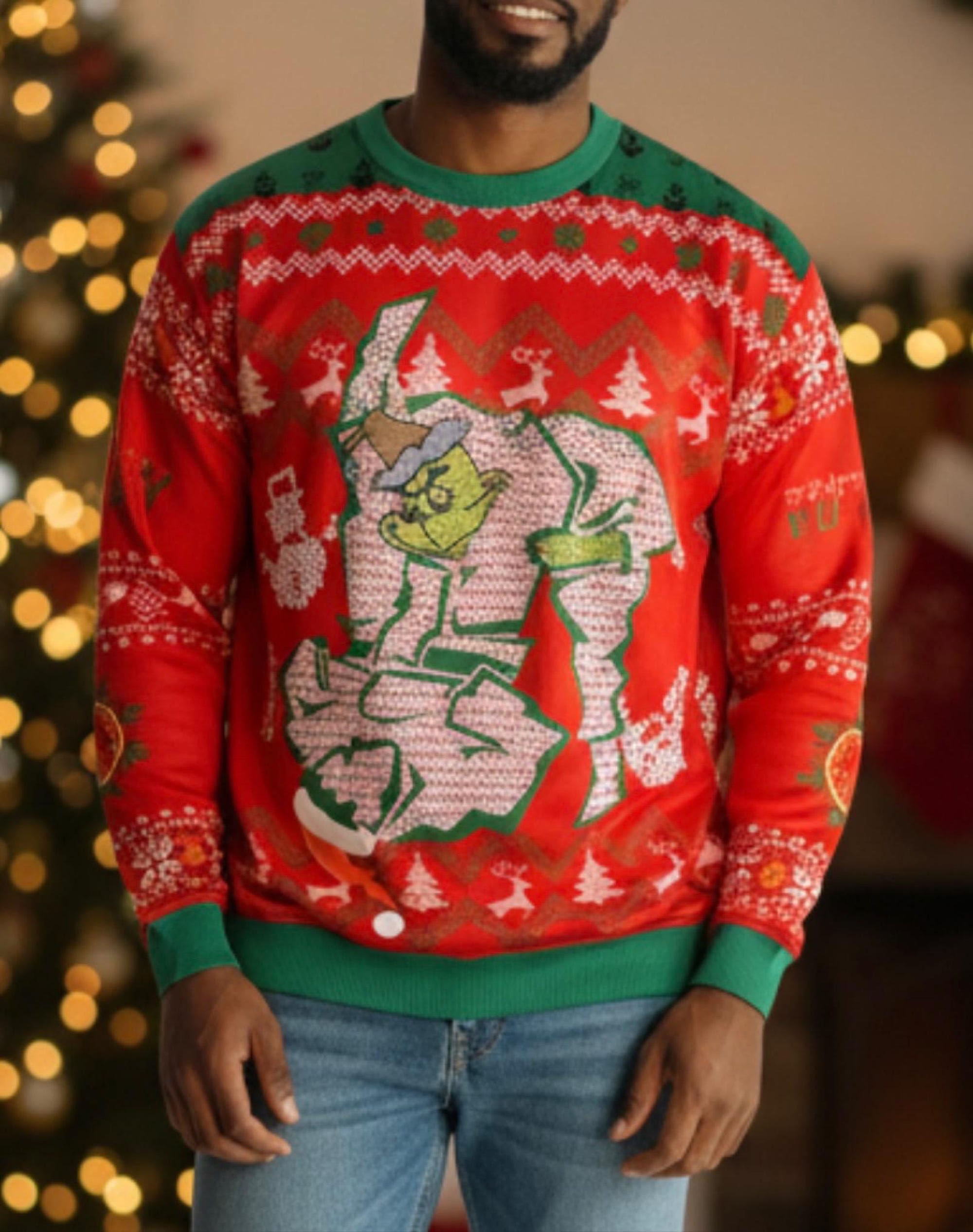 il_2000xN.7329835053_nv5z.jpg Carlos Machado Jiu-Jitsu Ugly Christmas Sweater Grinch Pullover Red Knit Sz M