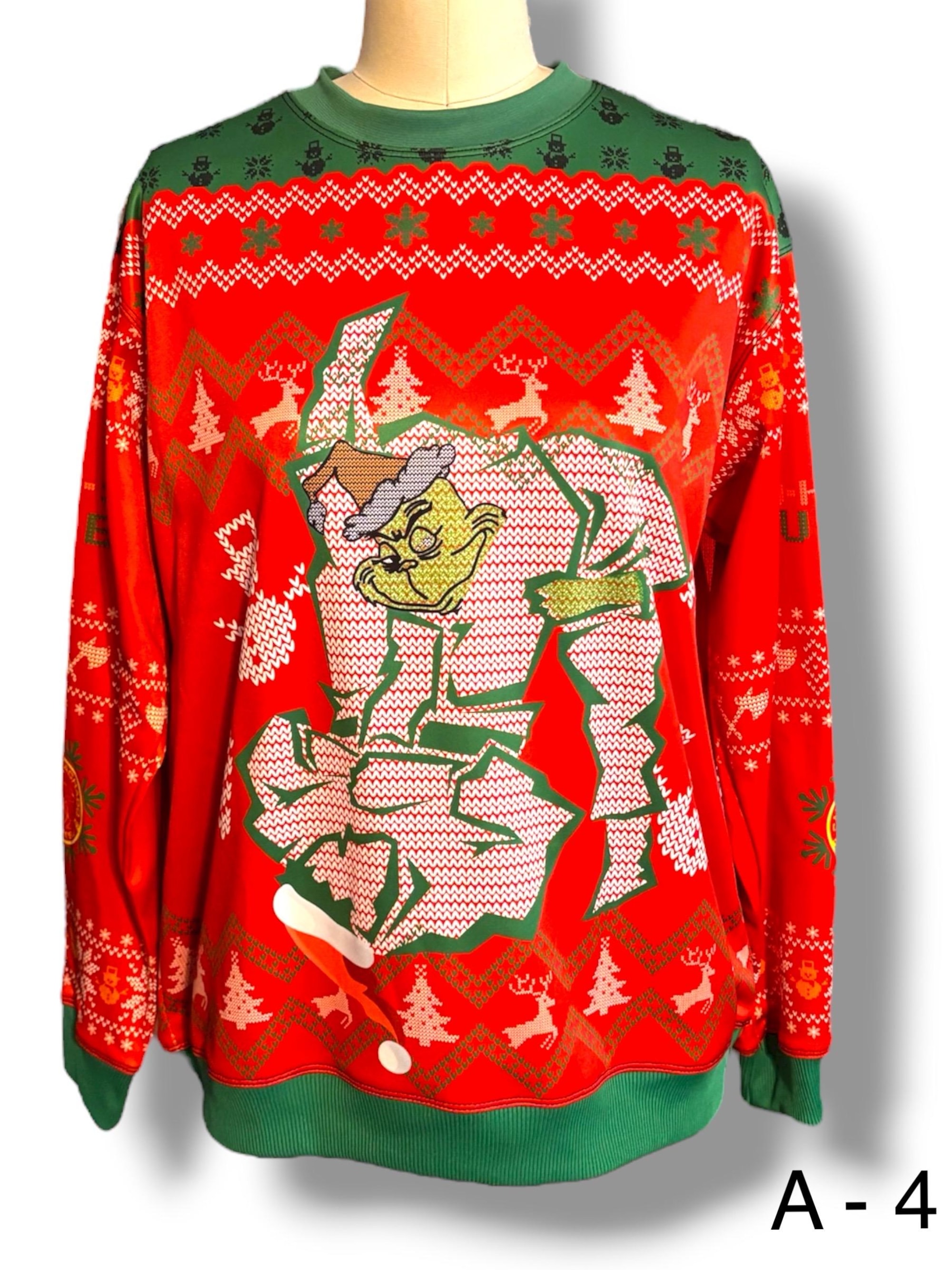 Carlos Machado Jiu-Jitsu Ugly Christmas Sweater Grinch Pullover Red Knit Sz M
