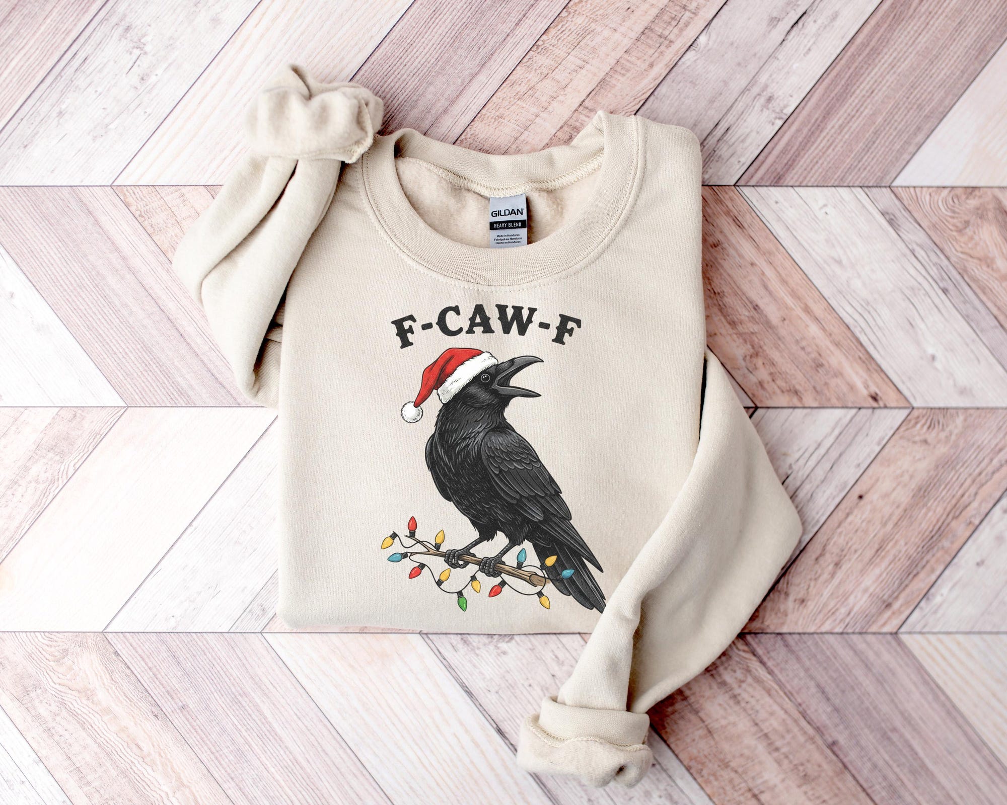 Inappropriate Xmas Gift Tee | Goth Christmas Sweatshirt | F Caw F Funny Crow Shirt | Raven Holiday Hoodie | Funny Xmas Fbomb