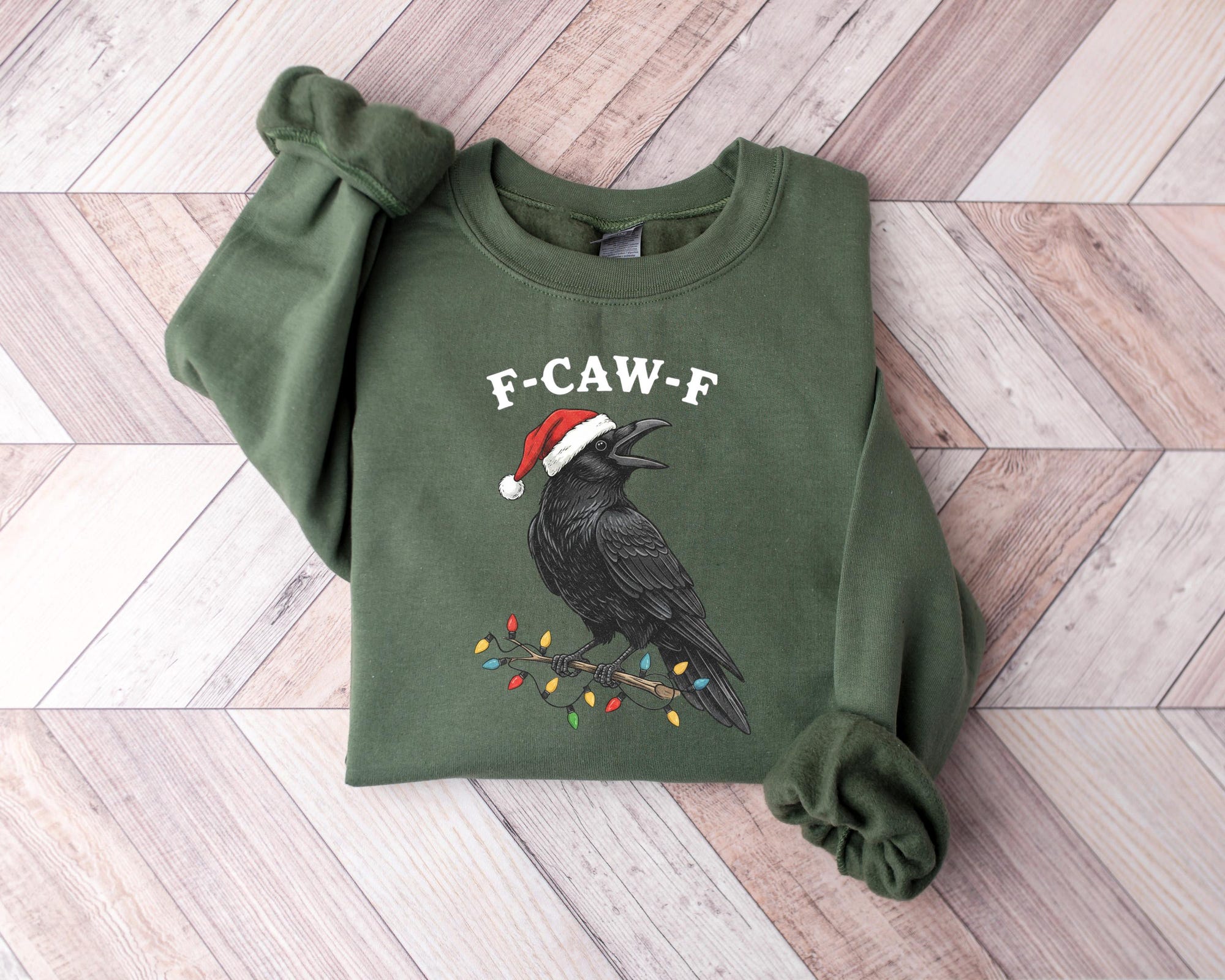 il_2000xN.7329869325_6pd9-1.jpg Inappropriate Xmas Gift Tee | Goth Christmas Sweatshirt | F Caw F Funny Crow Shirt | Raven Holiday Hoodie | Funny Xmas Fbomb