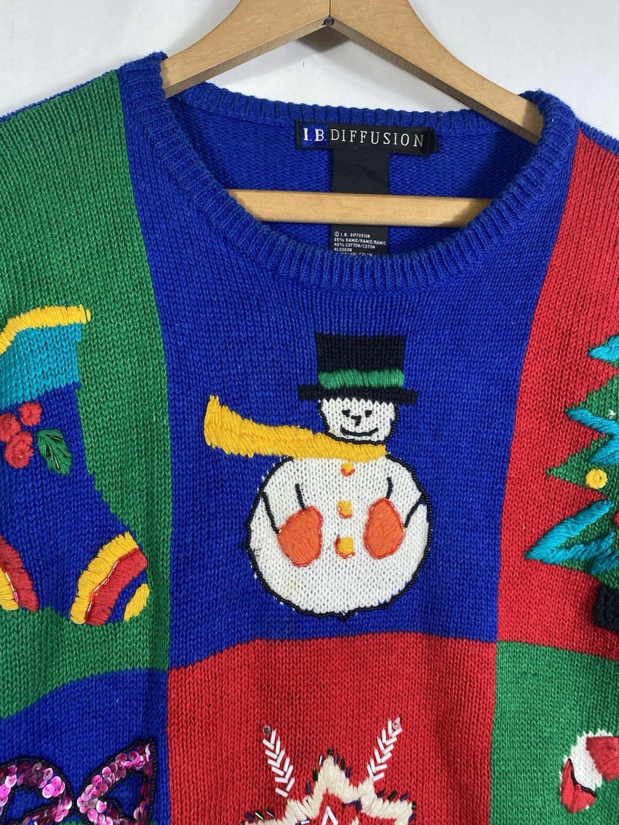 il_2000xN.7331461479_rntr.jpg IB Diffusion Sweater Large Christmas Embroidered Womens Ugly Blue Grandmacore