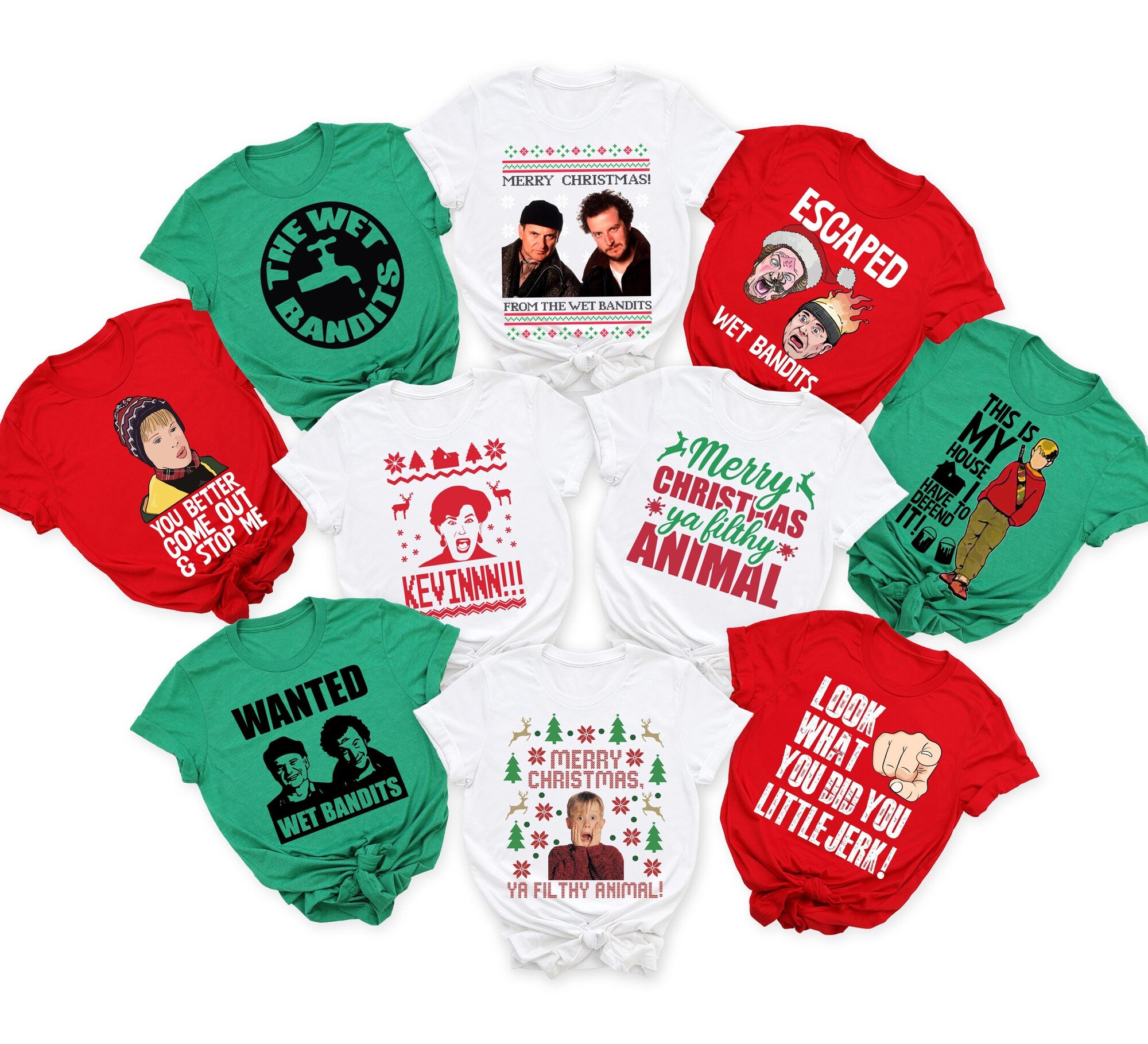 Custom Home Alone Christmas Movie 60 Quote Shirts: Family Match Xmas Tshirt, Kevin Tee