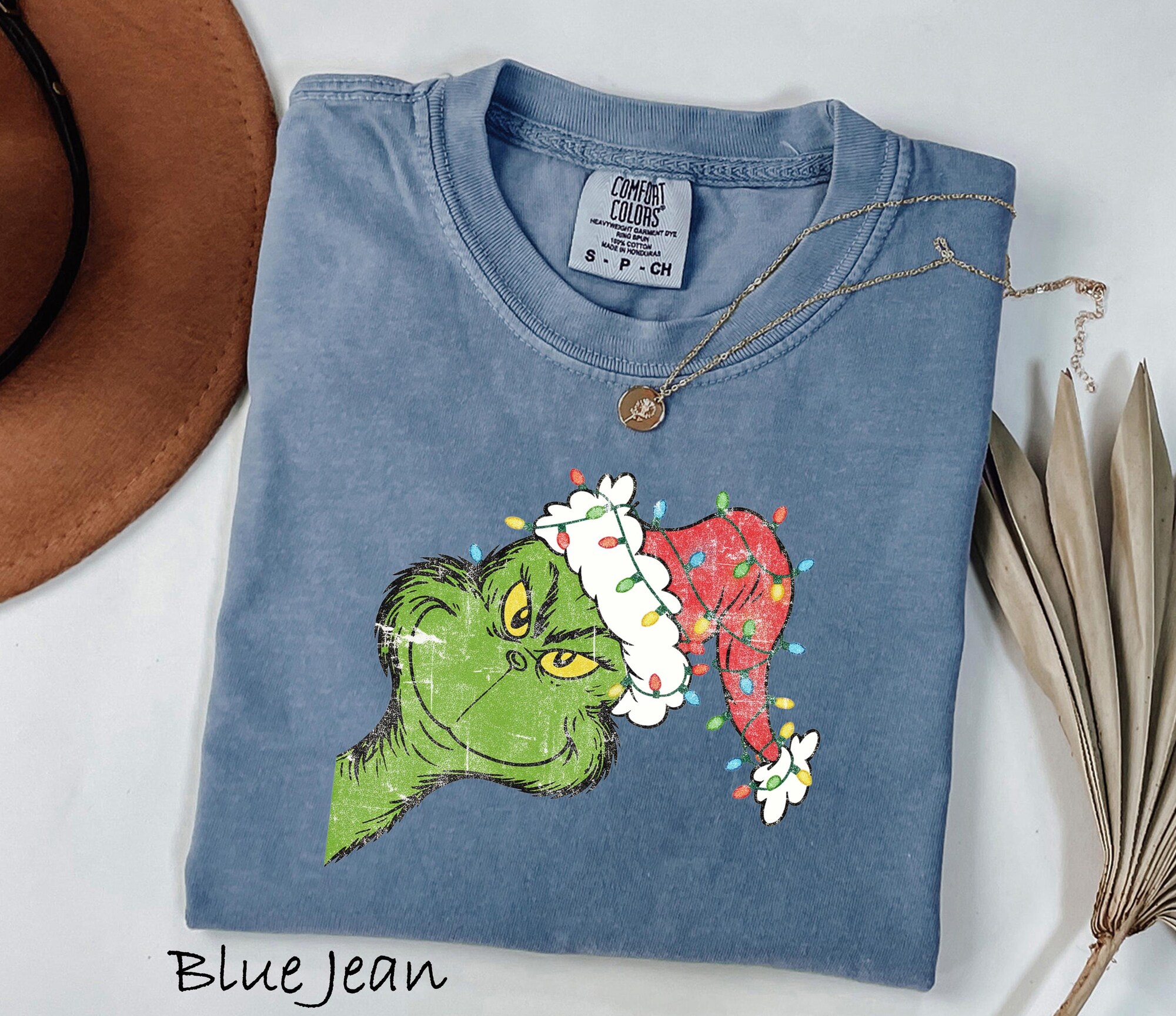 Comfort Colors® Grinch Christmas Lights Sweatshirt, Holiday Grinch Shirt, Grinchmas Shirt, Grinch Santa Hat Xmas Shirt, Merry Christmas