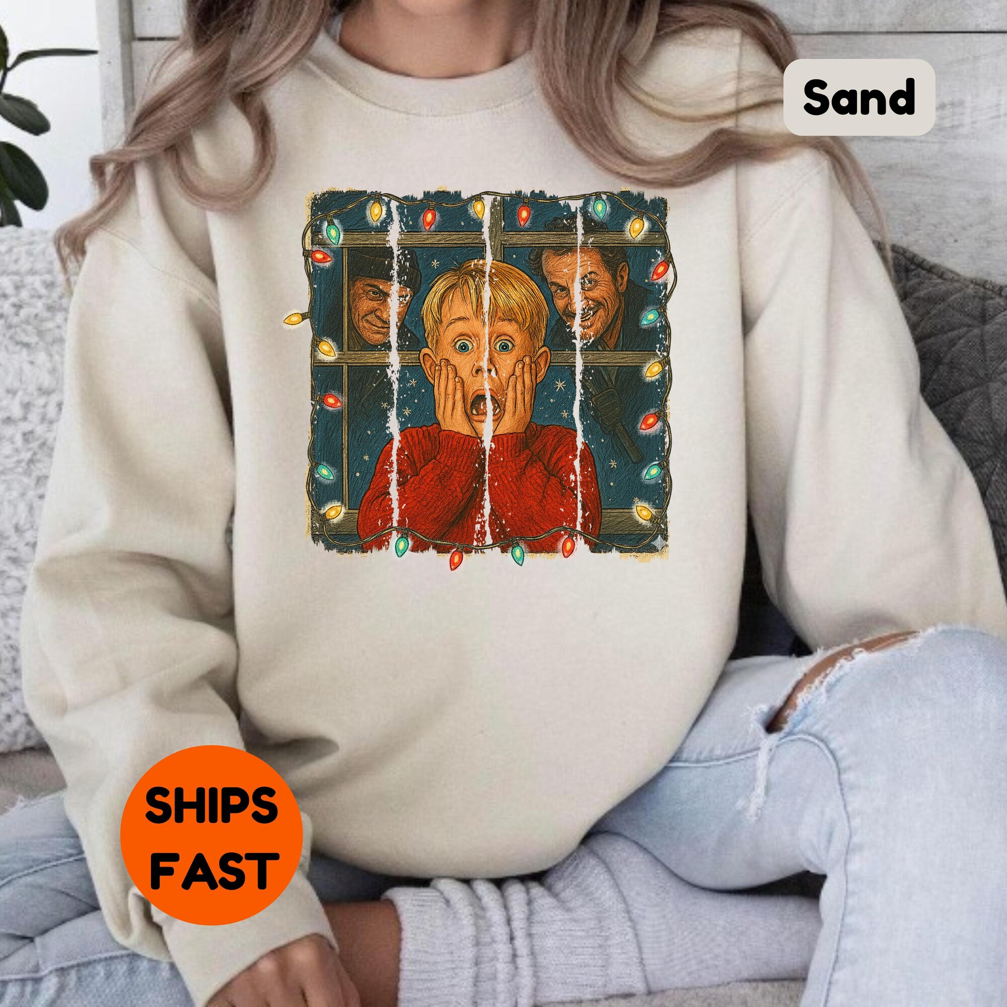 Comfort Colors Home Alone Shirt, Retro Christmas Characters Tshirt, Xmas Family Shirt, Holiday Movie Sweatshirt