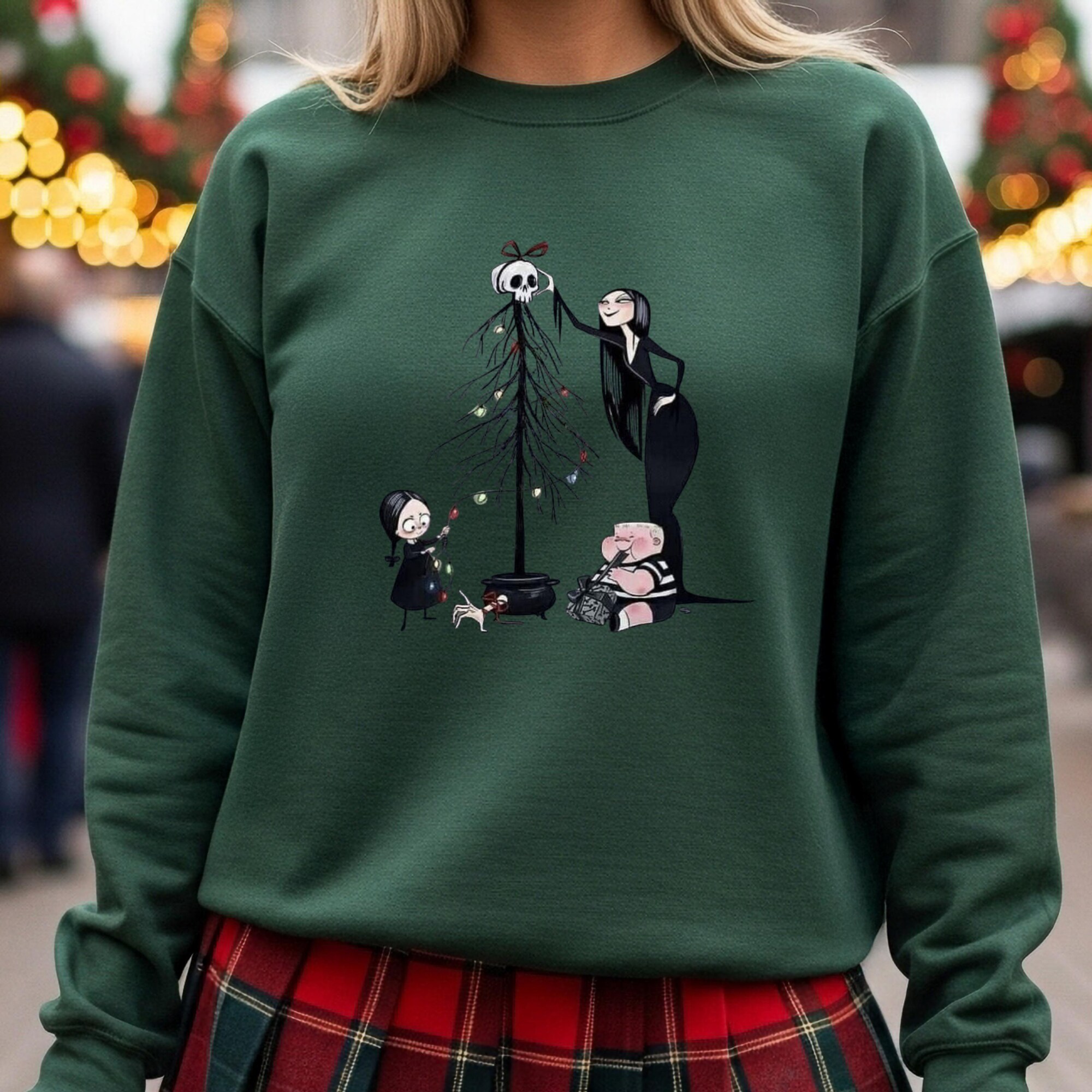 il_2000xN.7338434313_b83b-1.jpg Gothic Christmas Sweatshirt: Addams Family Holiday Pullover, Gildan - S-2XL