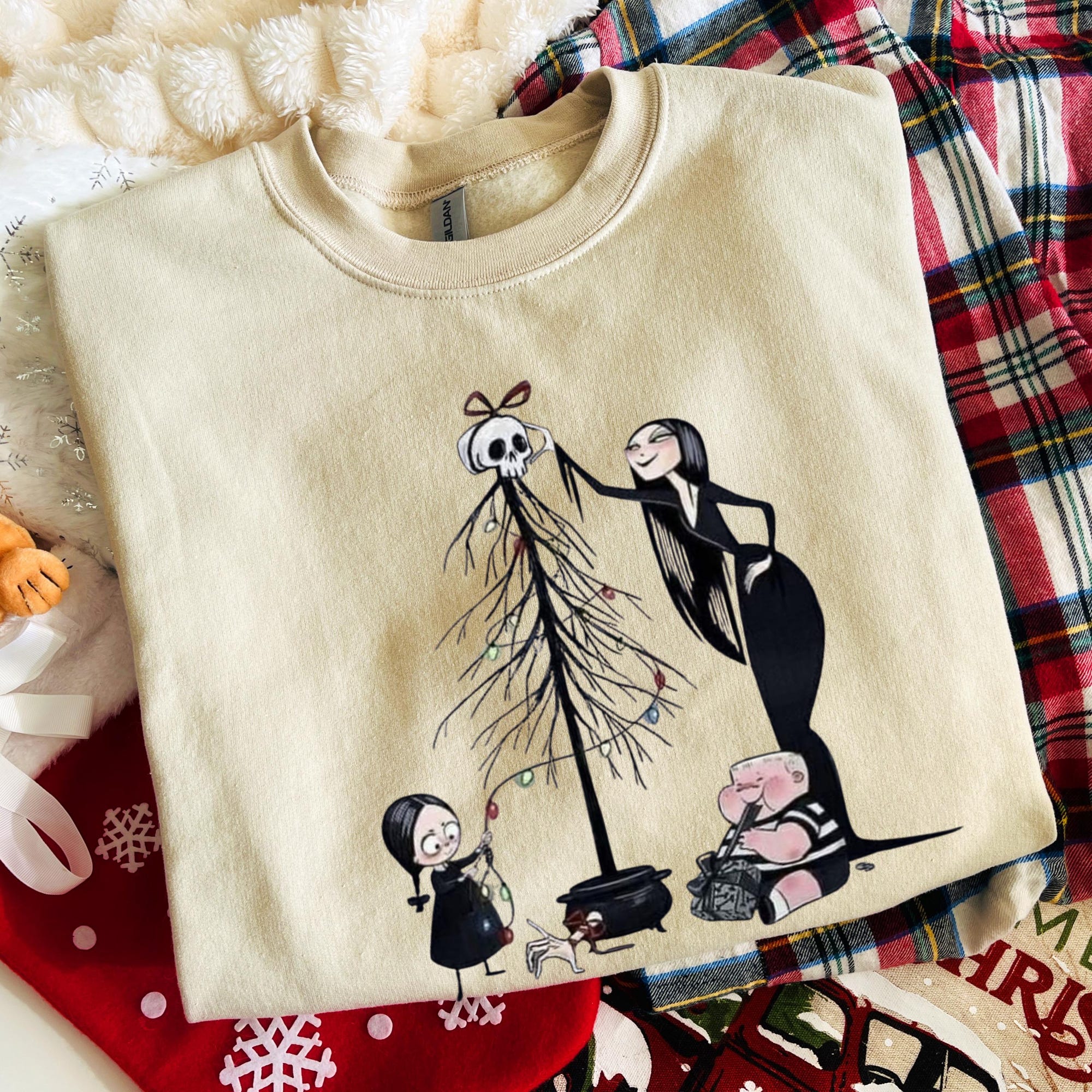 Gothic Christmas Sweatshirt: Addams Family Holiday Pullover, Gildan – S-2XL