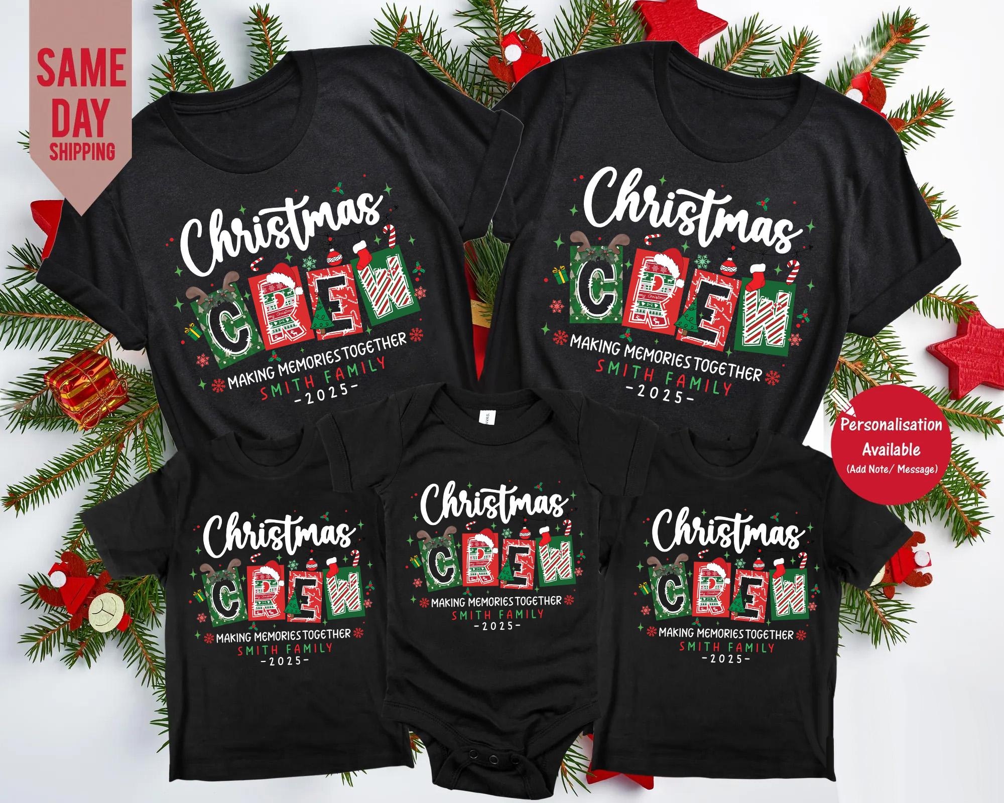 Custom Family Christmas Crew Shirt: One Day Design, Customized Family Name, 100% Cotton, Size S-4XL