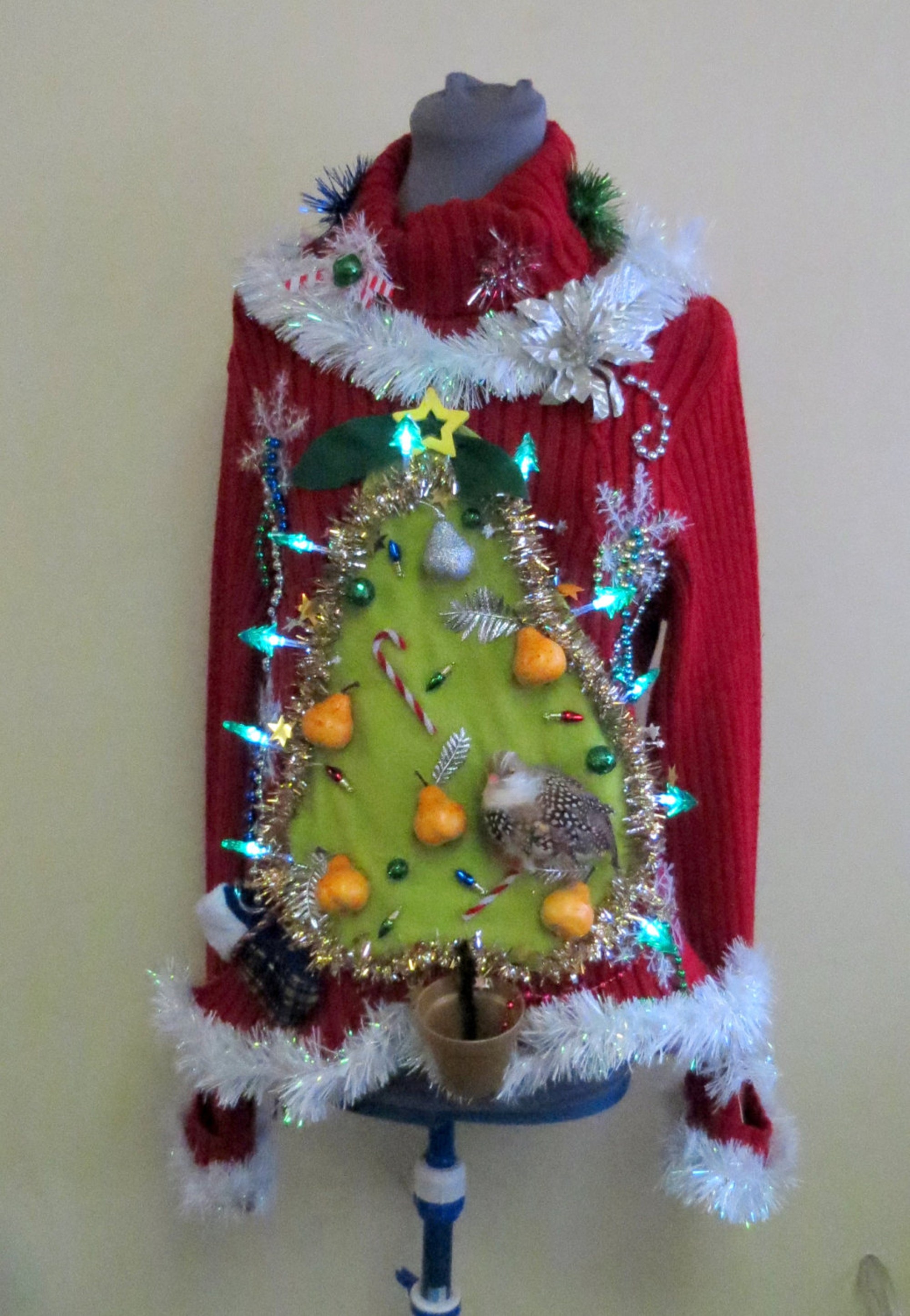 Made to order  Hilarious Partridge in a “Pear” Tree Tacky Ugly Christmas Sweater  Womens Garland, Pears